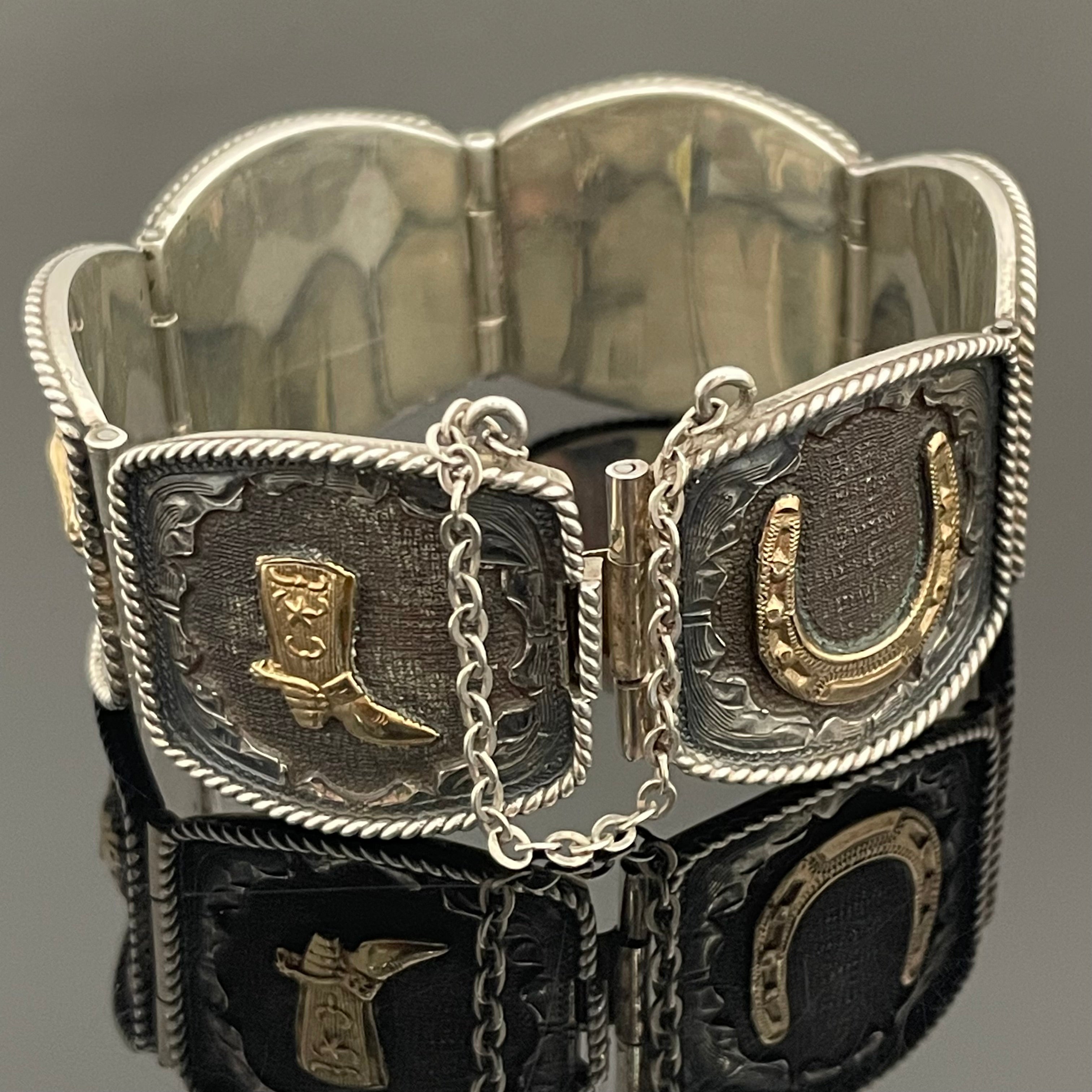 VOGT_（ボグト）_スターリングシルバー/14K _ウエスタンバングル _69g／17.5cm _中古品