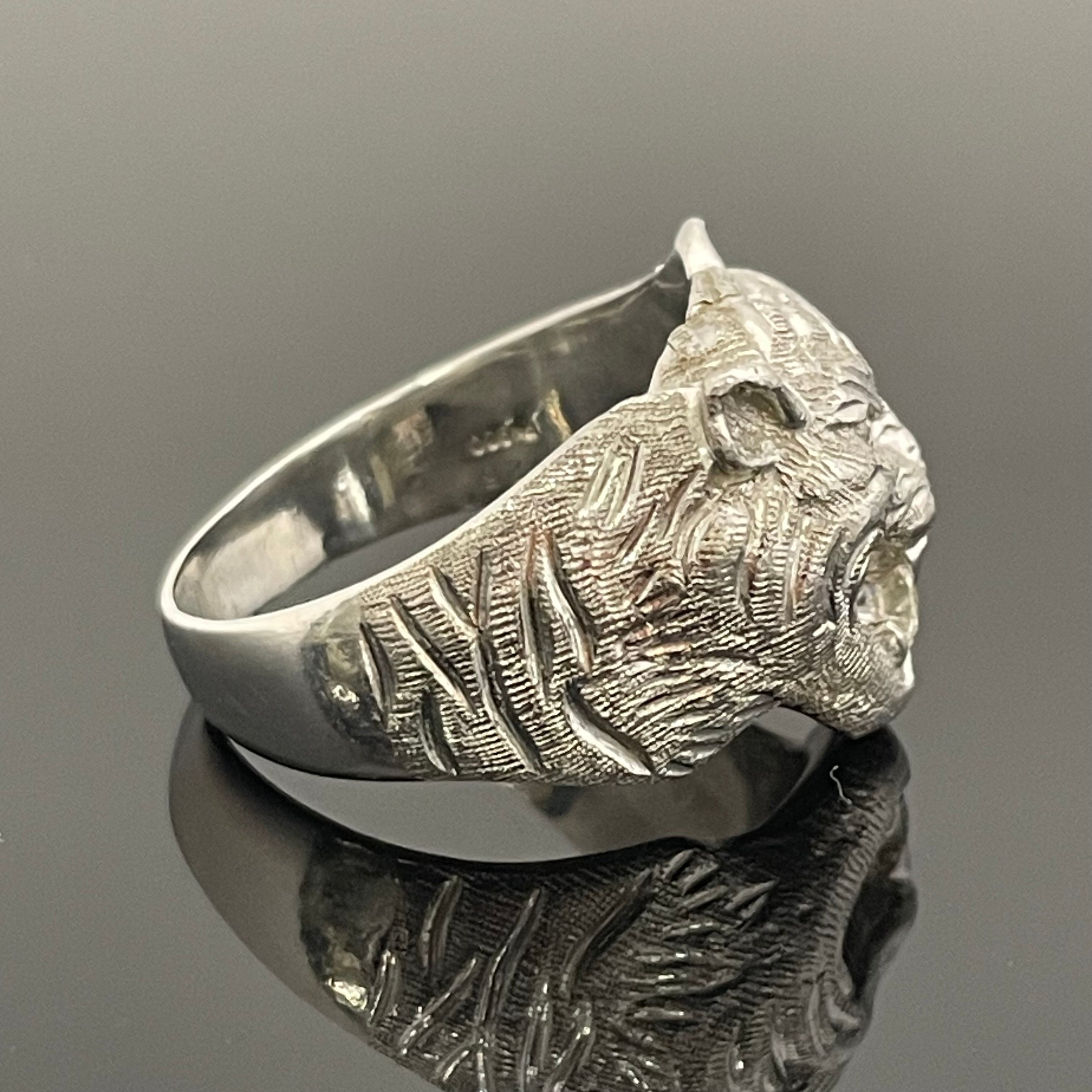ノンブランド _Pt900 タイガーモチーフ_ダイヤモンドリング _D0.25ct/26g/＃22号_ 中古品