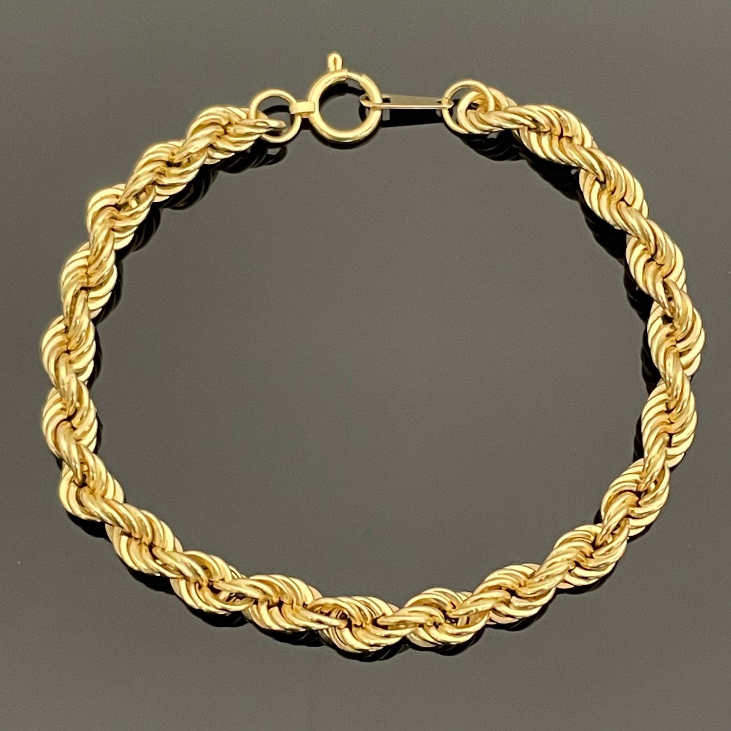 ノンブランド _K18ロープチェーン _ロープブレスレット_５.4mm幅／４.4g／18cm_中古品