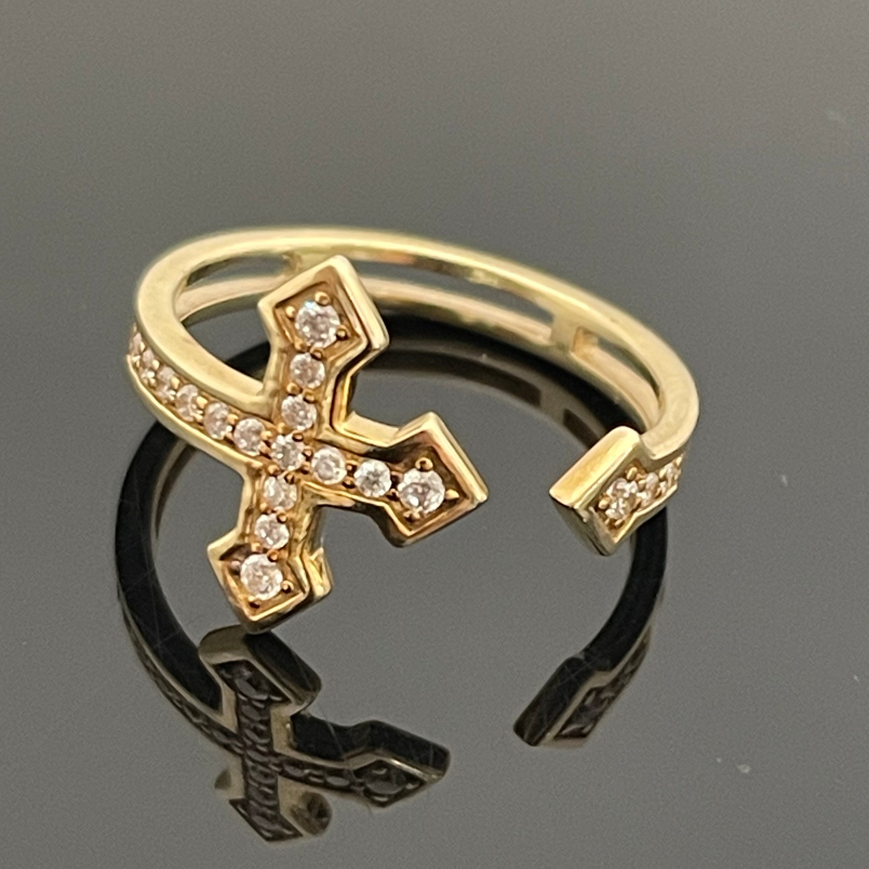 AVALANCHE_（アヴァランチ）_10Kゴールドリング _クロスモチーフ2.5g／＃15号 _中古品