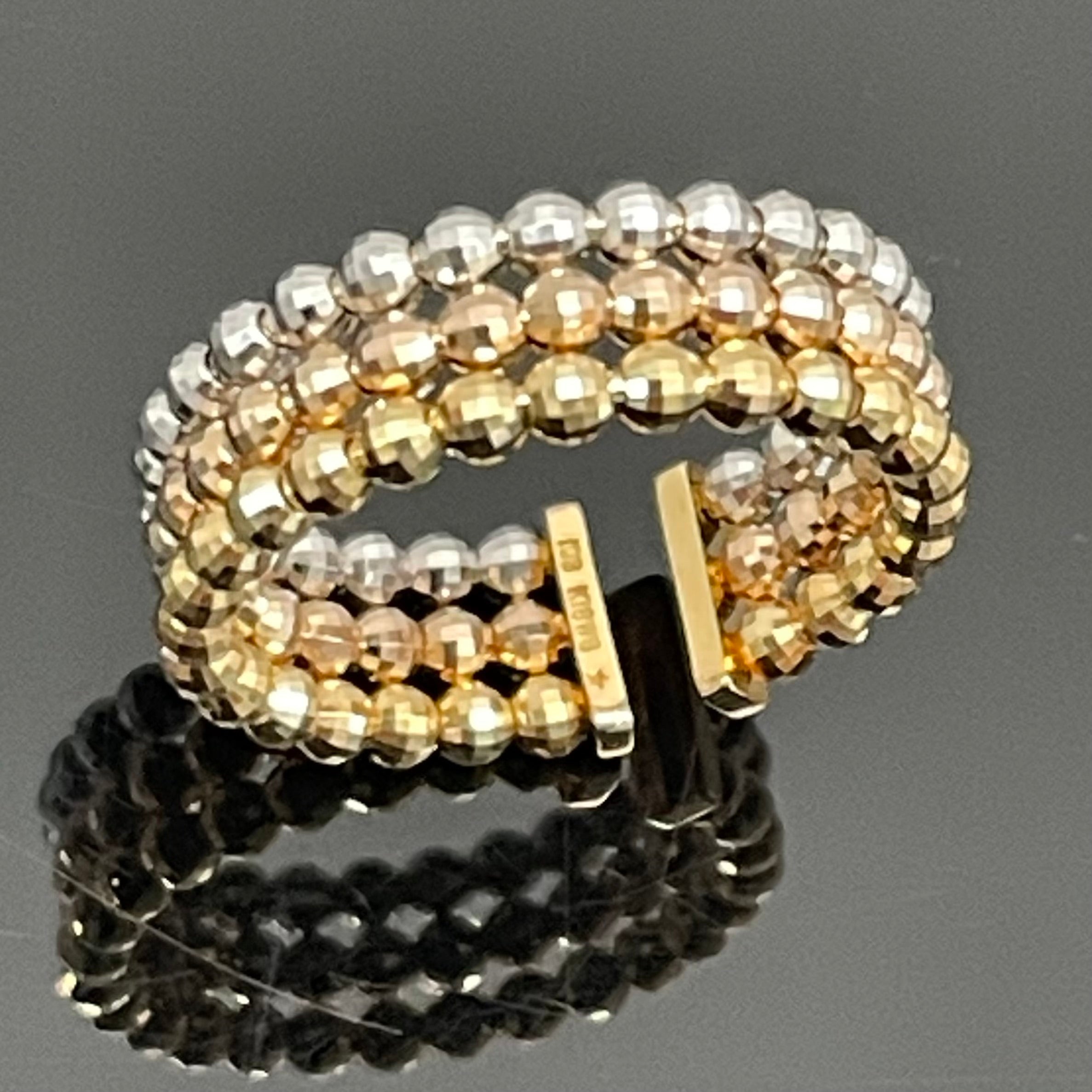 GINZA TANAKA_（ギンザタナカ）_K18スリーカラー_カットボールリング_4.7g／＃16号_中古品