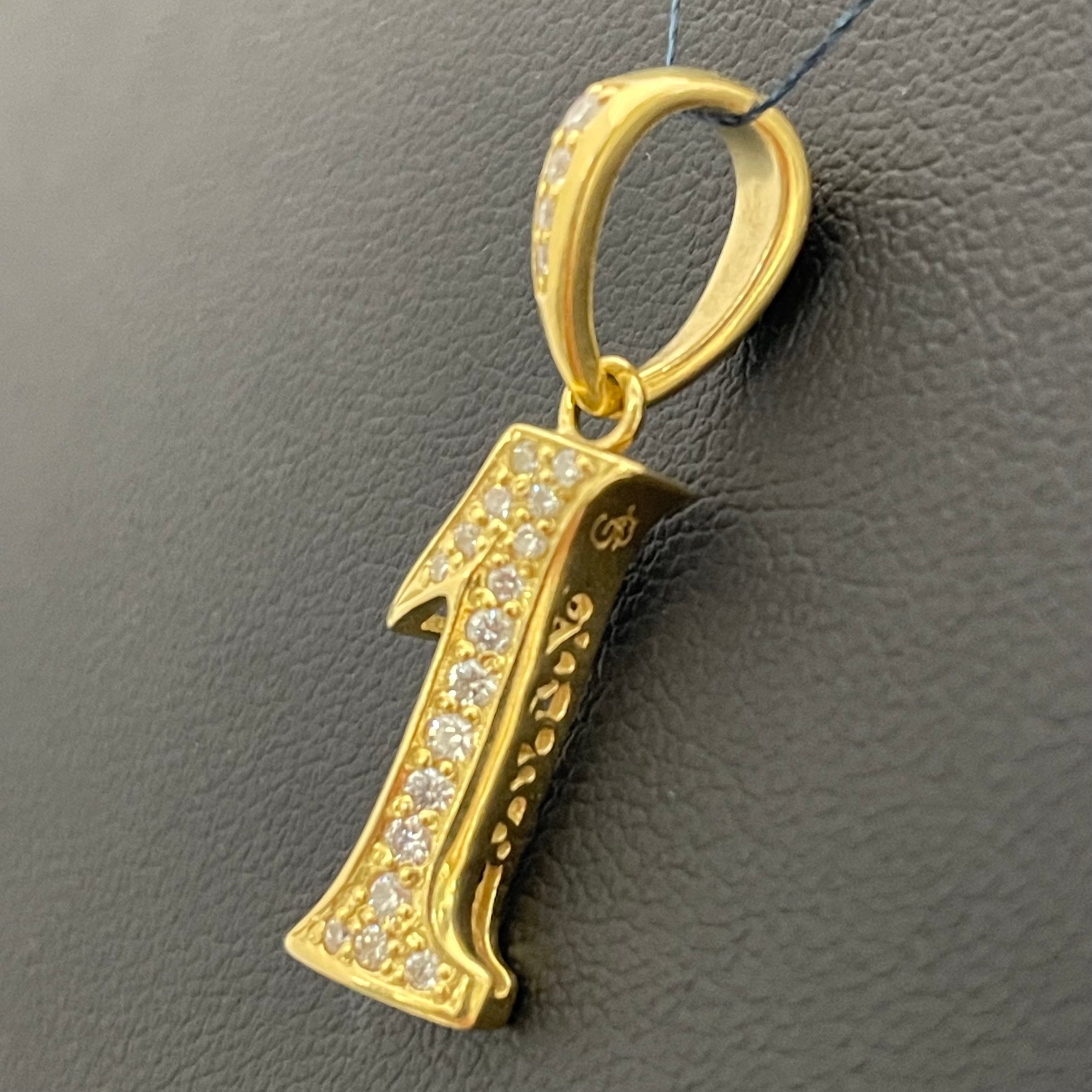 ゆきざき _NOMBRE _ナンバーペンダントトップ_【1】Sサイズ K18YG _中古品