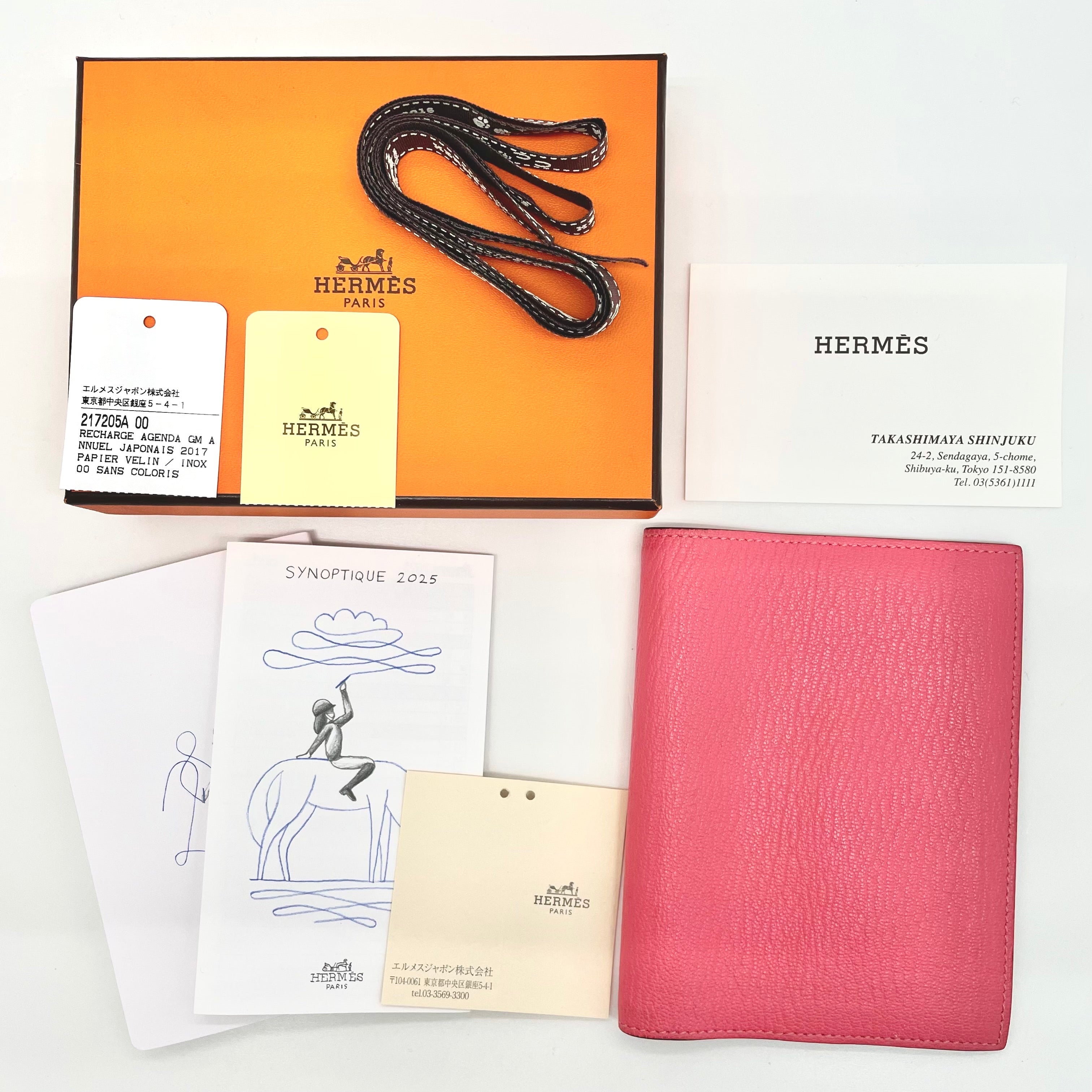 HERMES_（エルメス）_アジェンダカバーGM _シェーブルミゾール _ローズリップステック_中古品