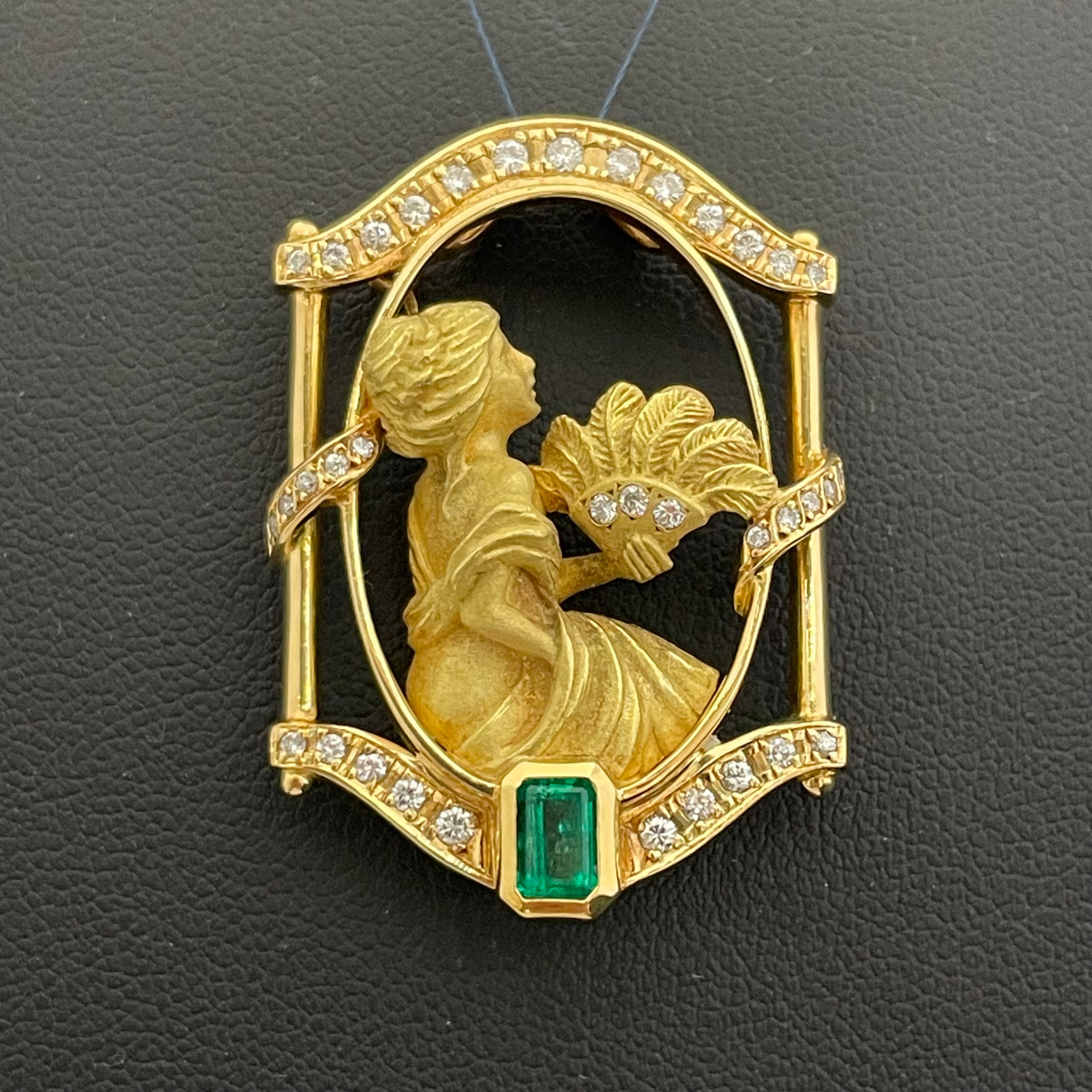 ノンブランド _K18ブローチ/ペントップ_E0.608/FD0.428ct/13.7g_中古品