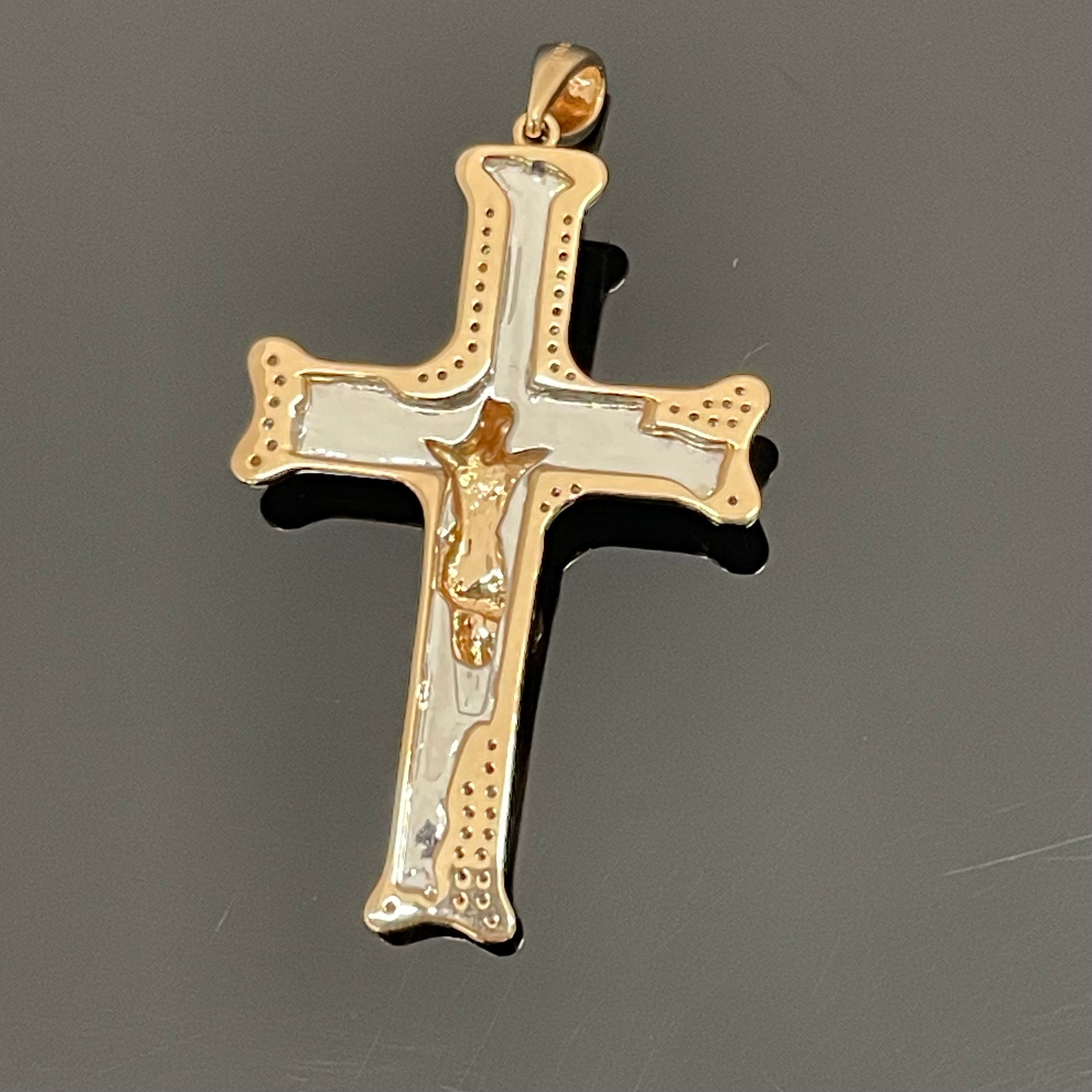 ノンブランド _K18RG/WGダイヤ付き _クロスペンダントトップ_ FD0.2ct/6.1g _中古品