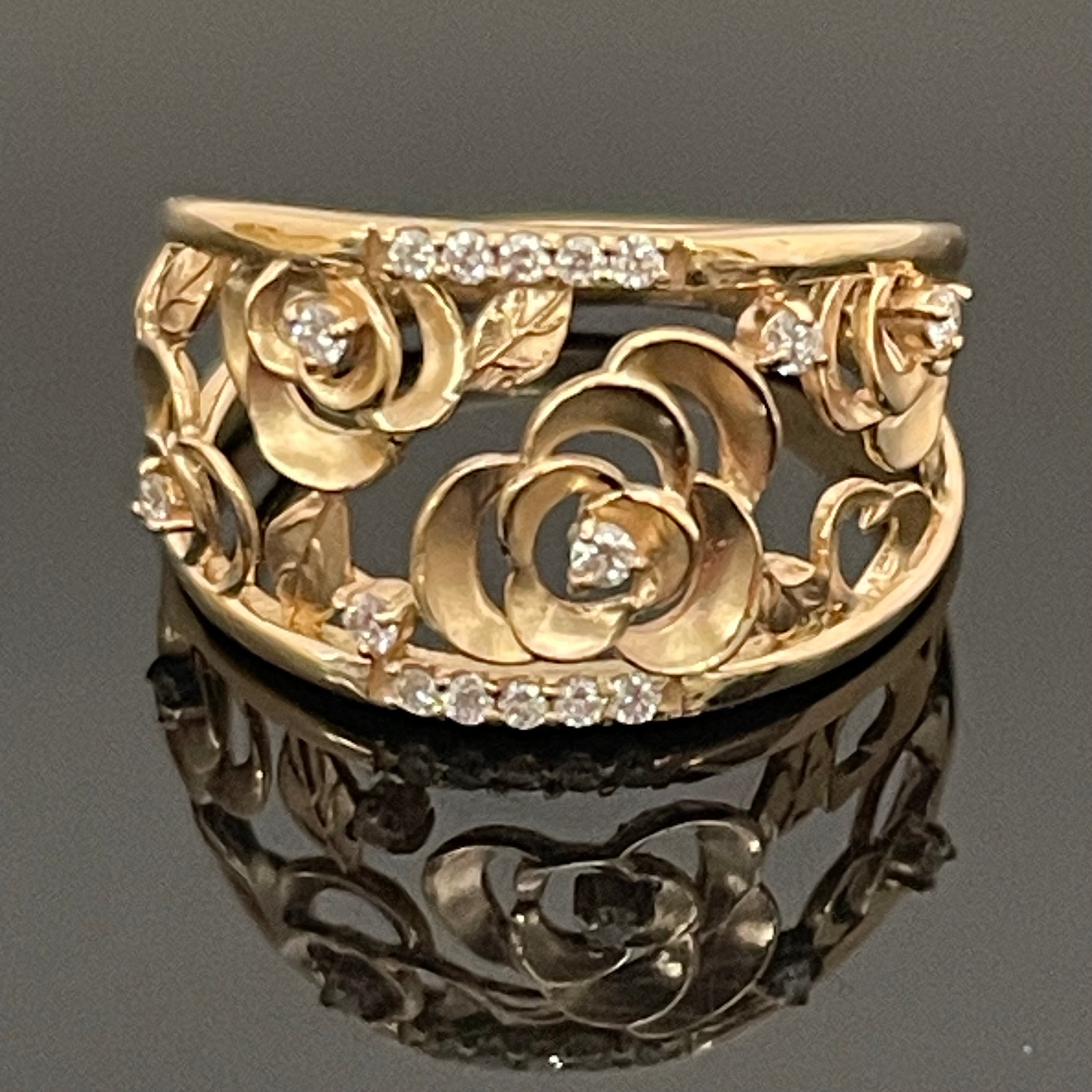 ノンブランド _K18RGファッションリング_D0.15ct/3.8g/＃15号_中古品