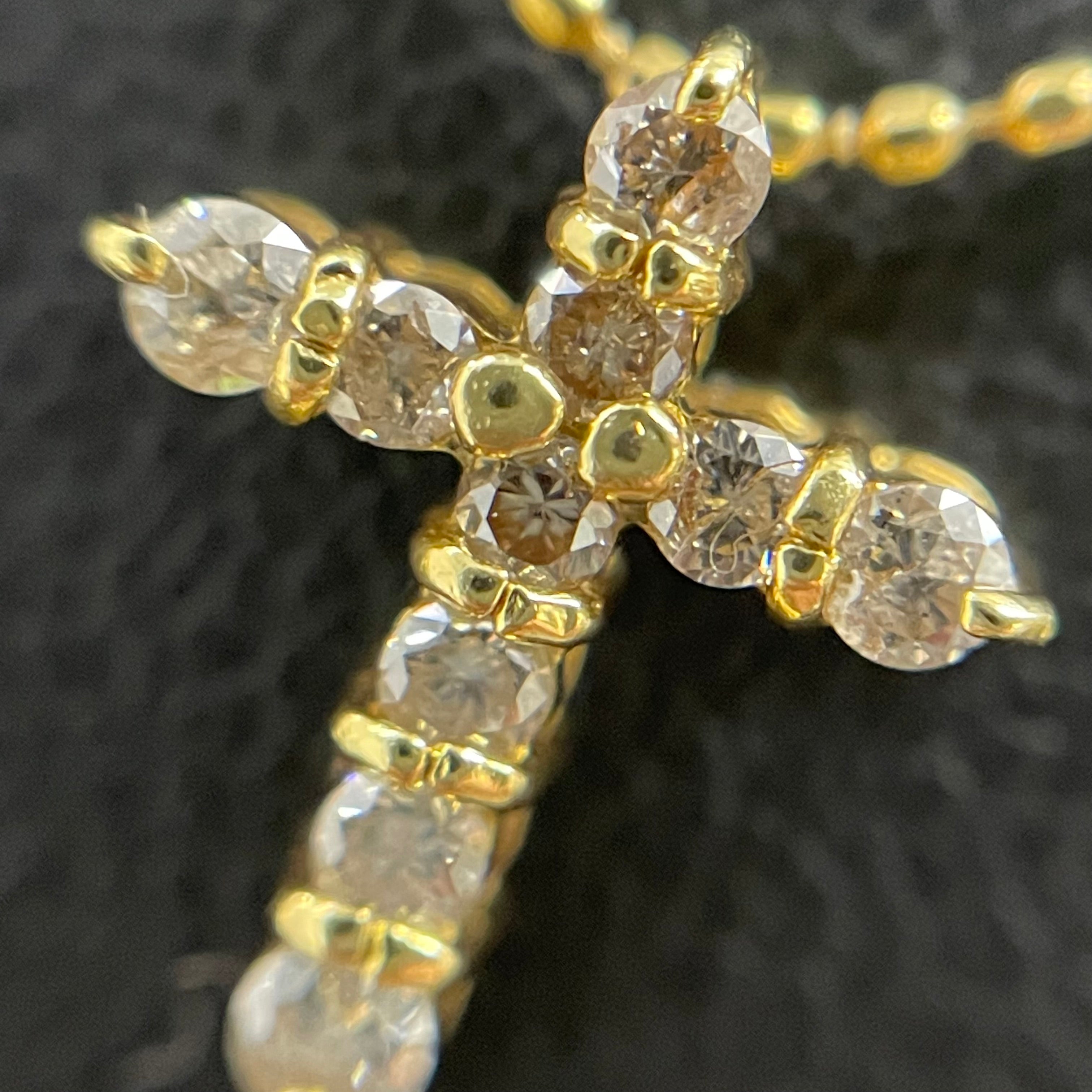 ノンブランド _K18ダイヤモンド _クロス2連ネックレス_FD0.3/0.2ct/3.8g _中古品