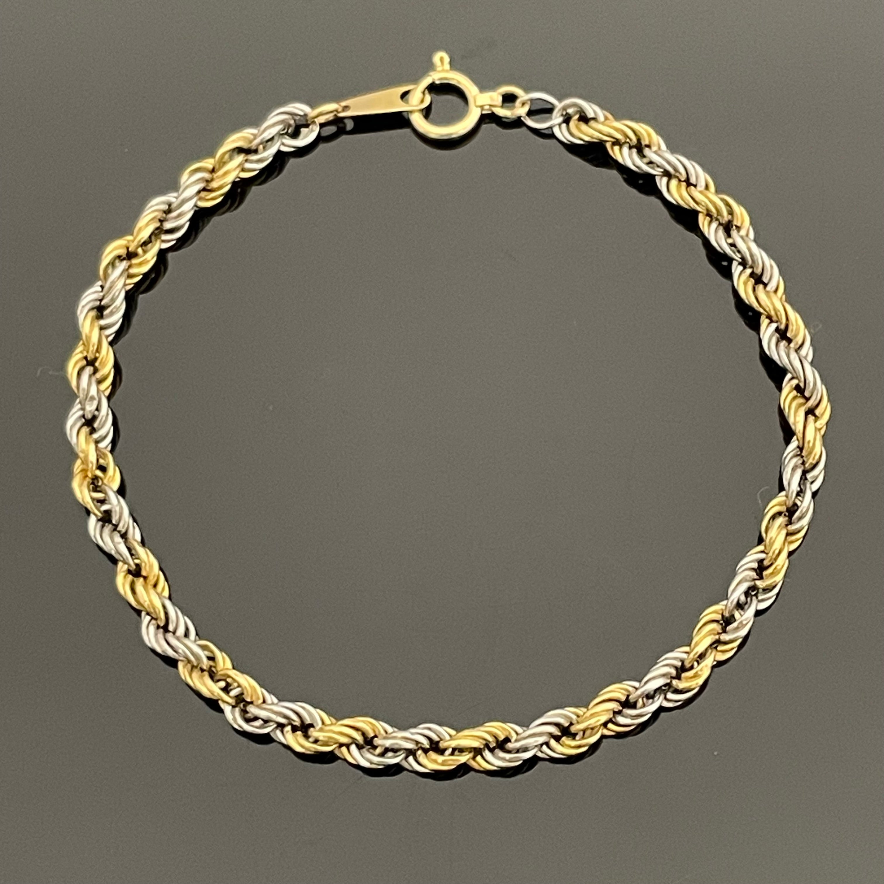 ノンブランド _K18/pt850コンビ5.6g/19cm_ロープブレスレット_中古品