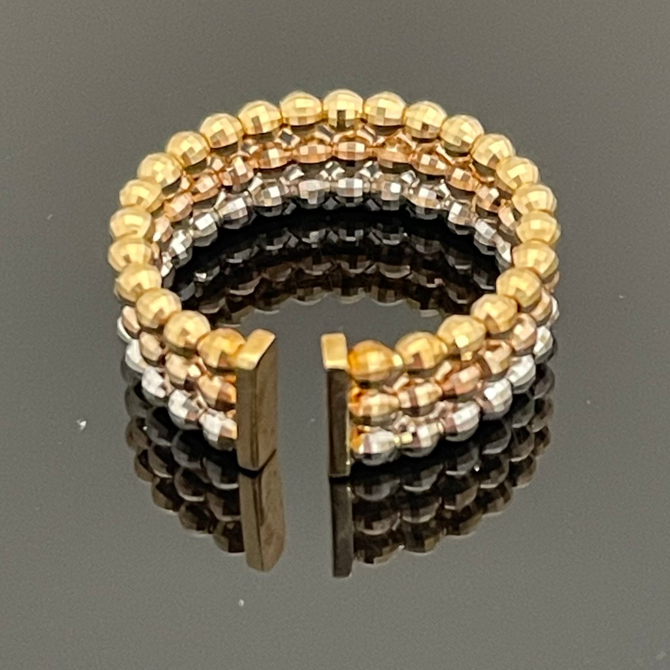 GINZA TANAKA_（ギンザタナカ）_K18スリーカラー_カットボールリング_4.7g／＃16号_中古品