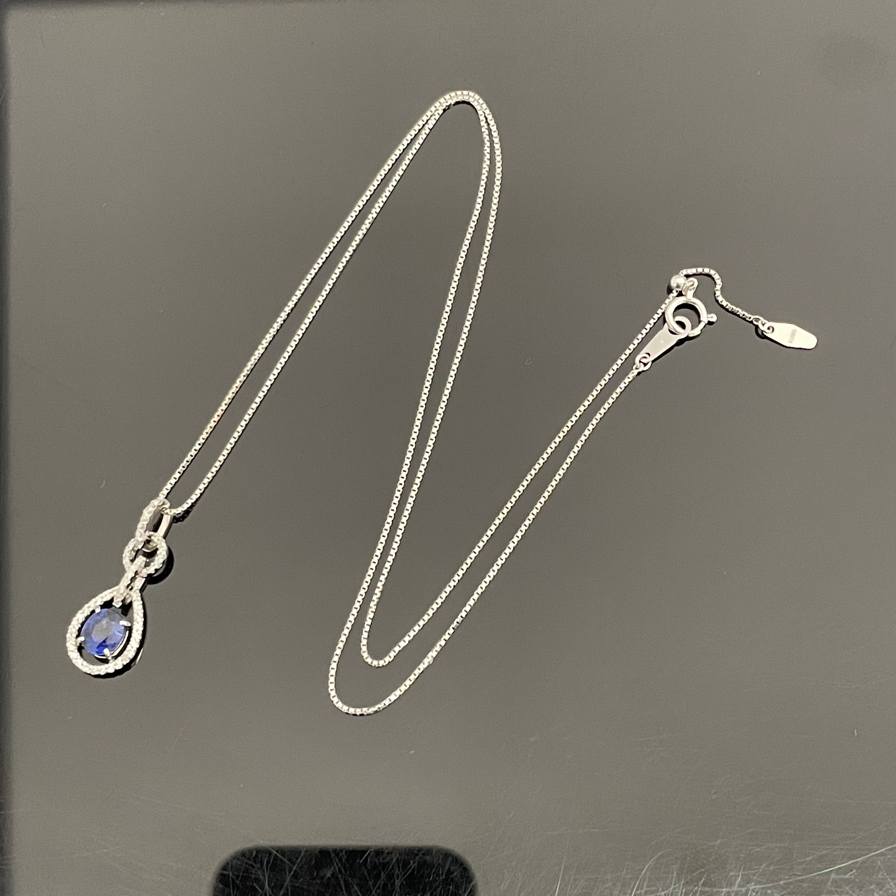 ノンブランド _K18WG サファイア_ペンダントネックレス_S0.91ct/FD0.20ct/4.4g/50cm_中古品