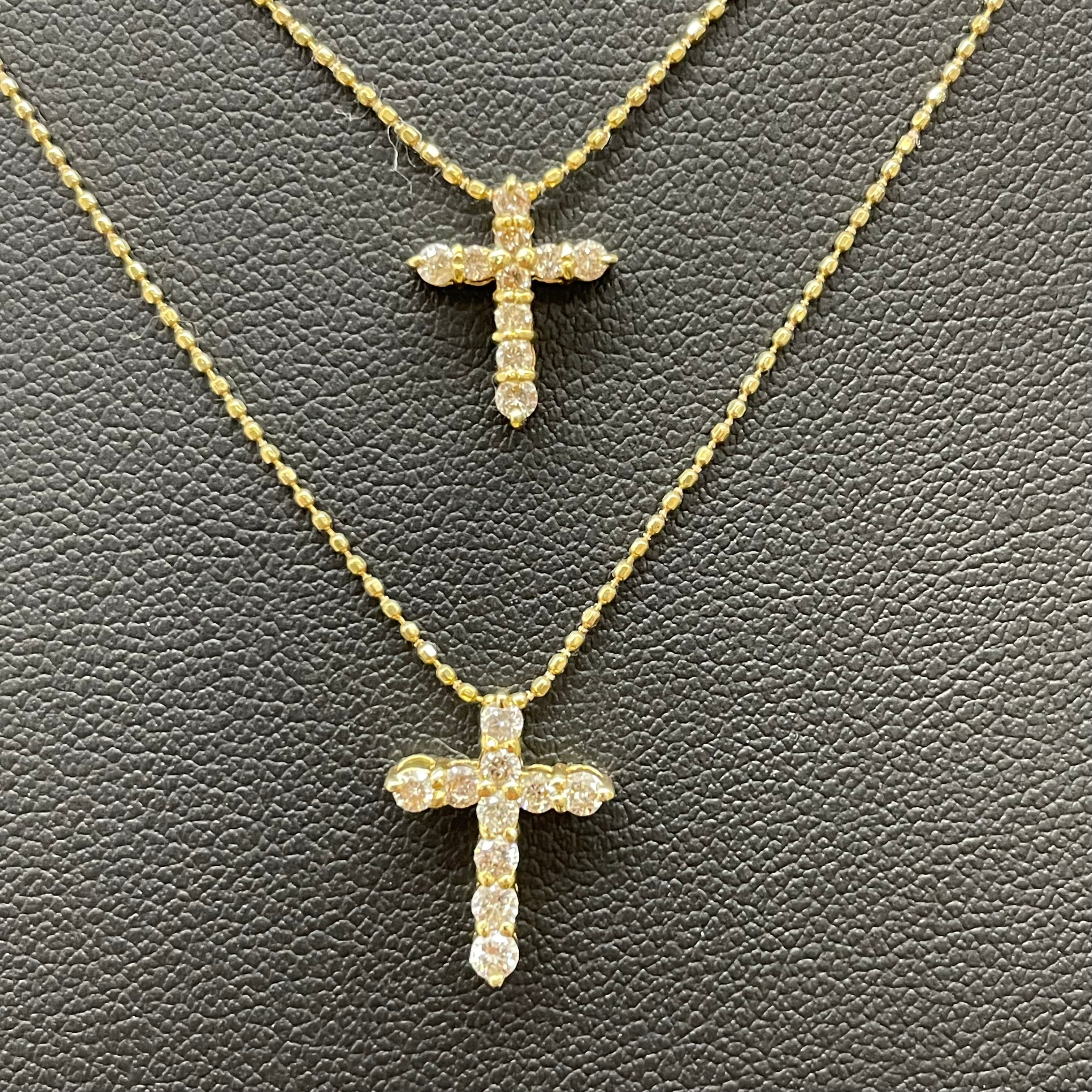 ノンブランド _K18ダイヤモンド _クロス2連ネックレス_FD0.3/0.2ct/3.8g _中古品