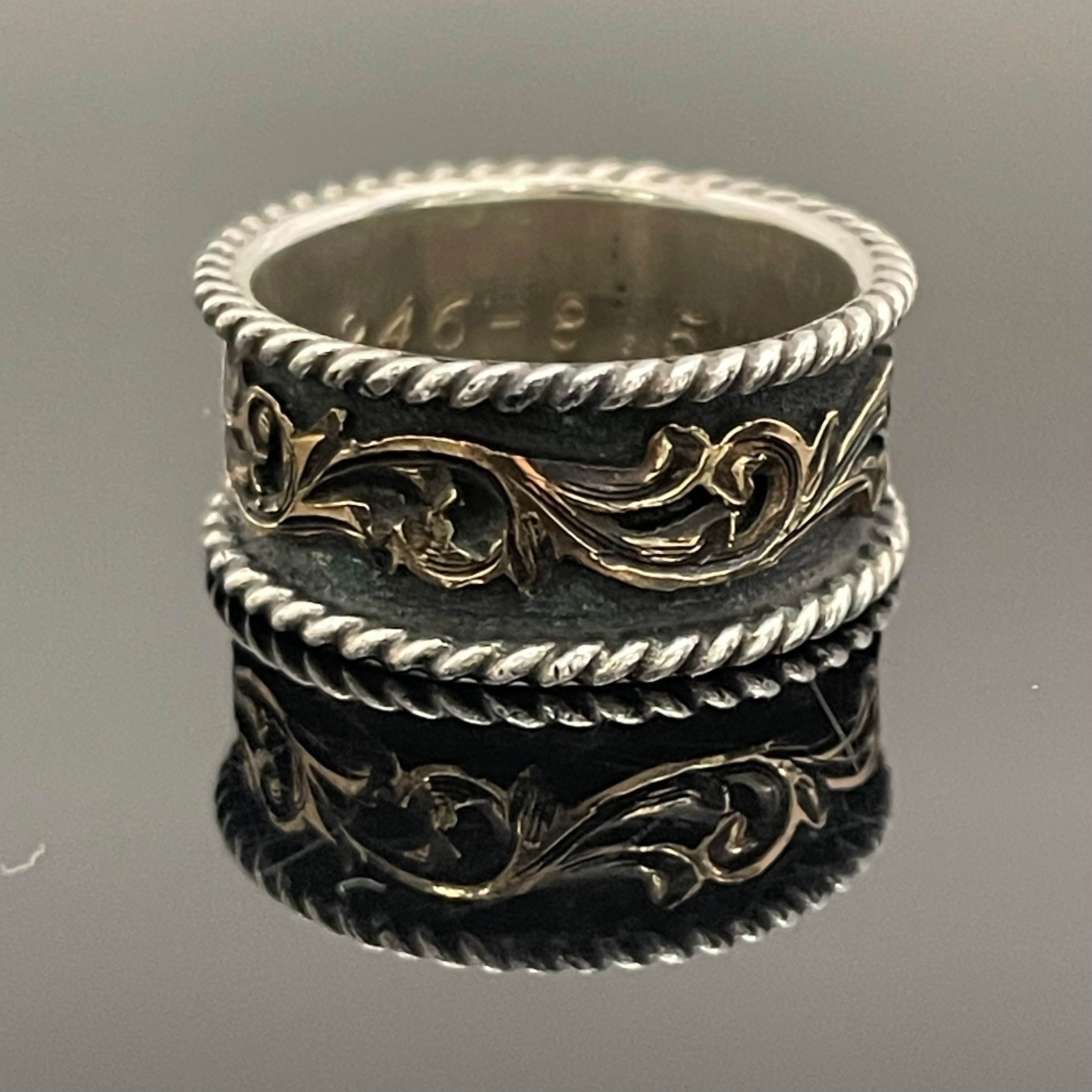VOGT_（ボグト）_スターリングシルバー/14K _ GOLD FILL SCROLL RING_5.8g／＃17号 _中古品