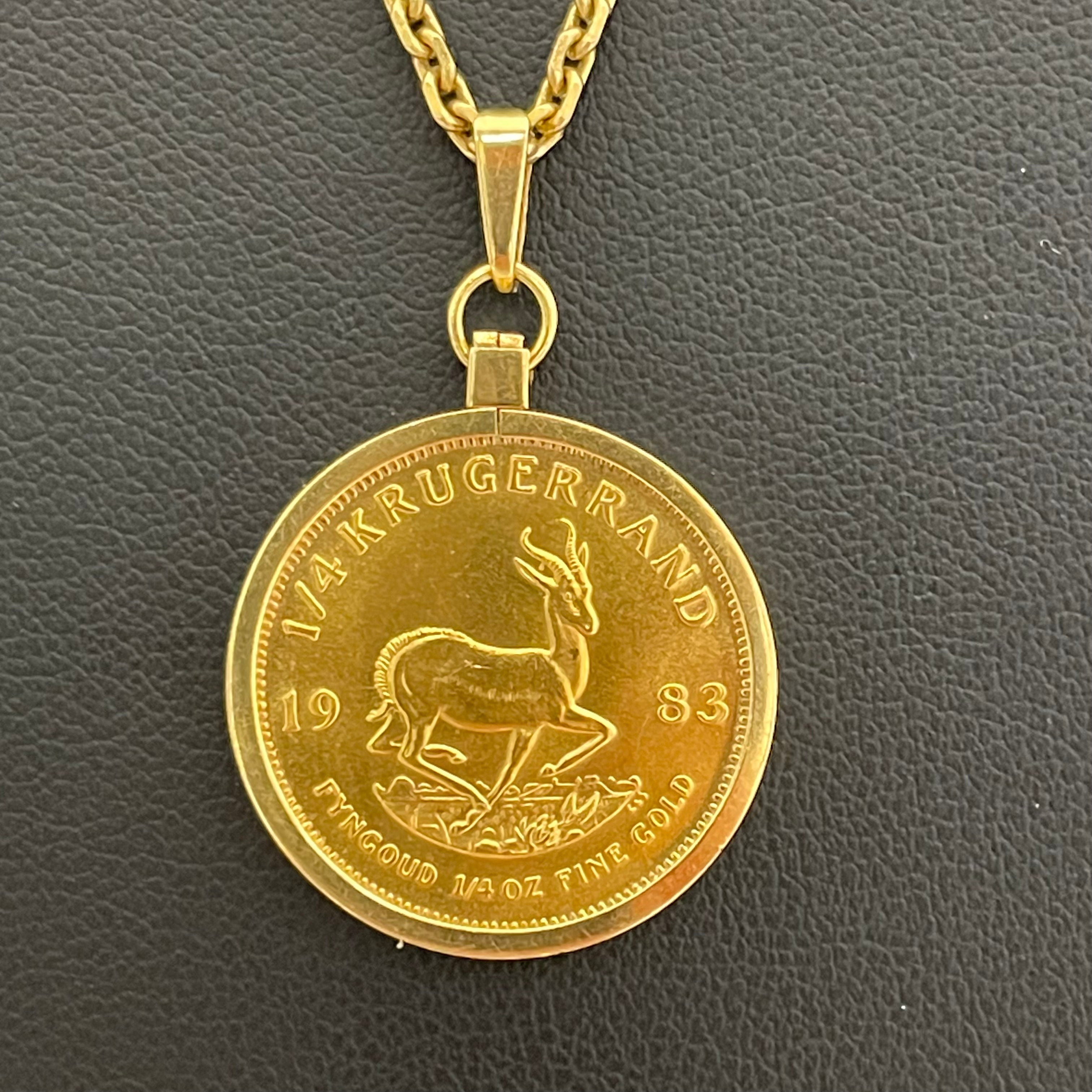 ノンブランド _クルーガーランド1/4oz金貨 _ペンダントネックレス _K22/K18/60cm/ 総重量21.9g_中古品