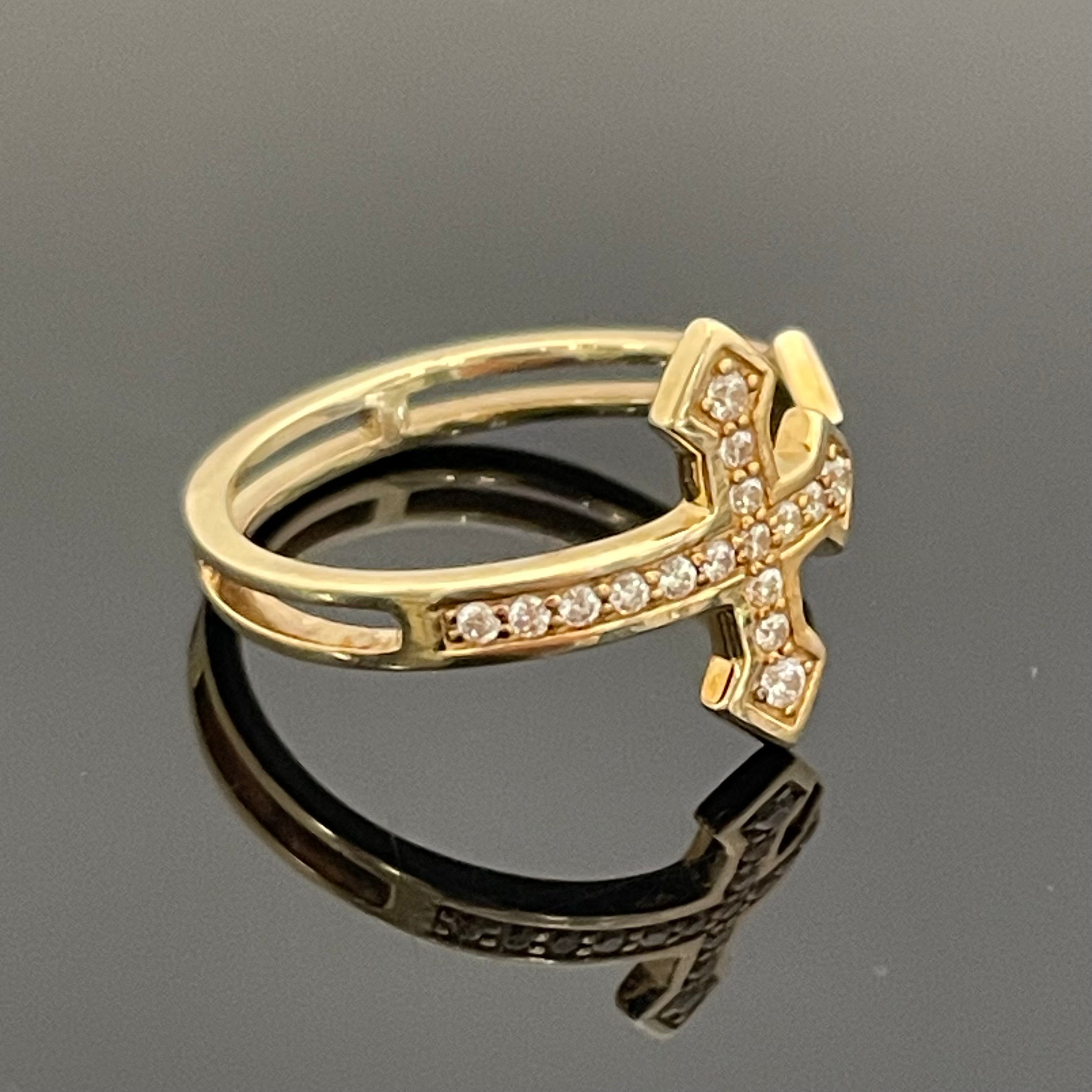 AVALANCHE_（アヴァランチ）_10Kゴールドリング _クロスモチーフ2.5g／＃15号 _中古品