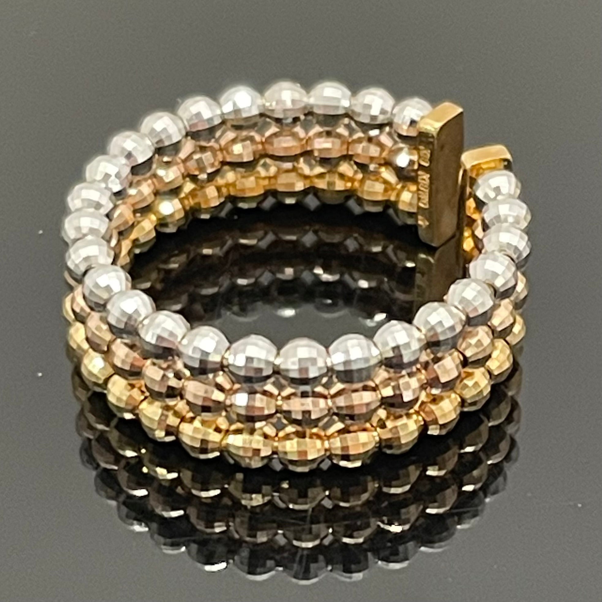 GINZA TANAKA_（ギンザタナカ）_K18スリーカラー_カットボールリング_4.7g／＃16号_中古品