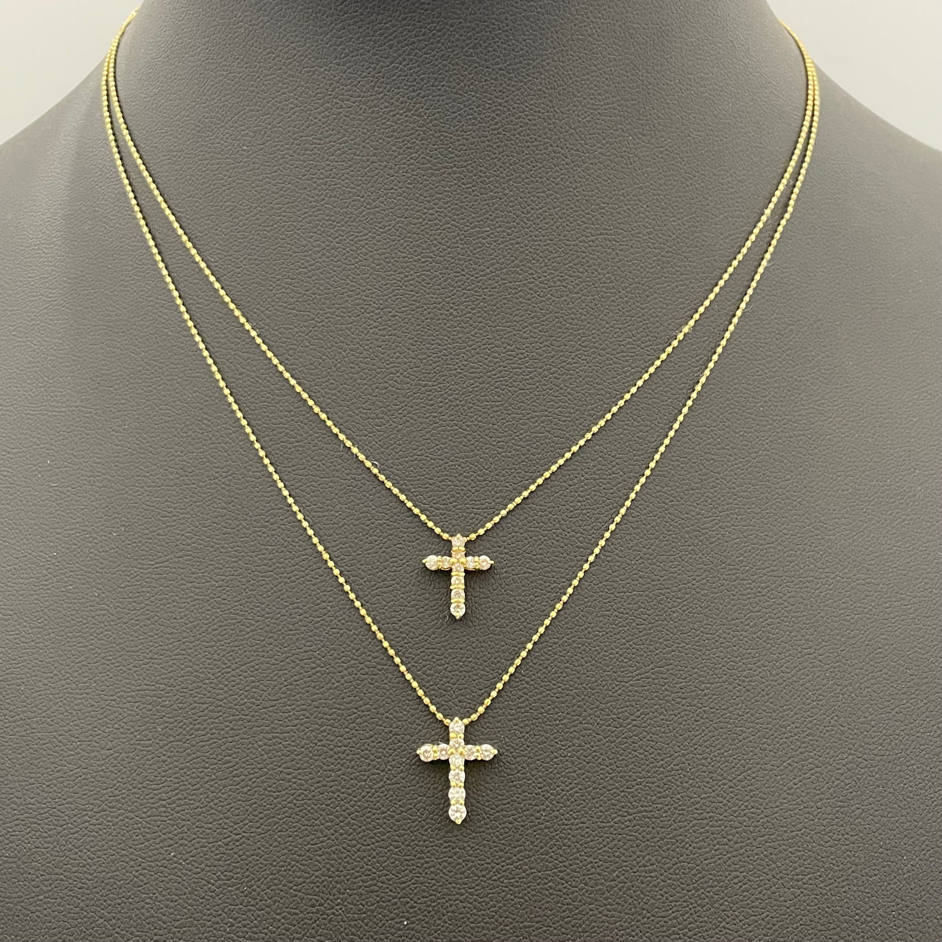 ノンブランド _K18ダイヤモンド _クロス2連ネックレス_FD0.3/0.2ct/3.8g _中古品