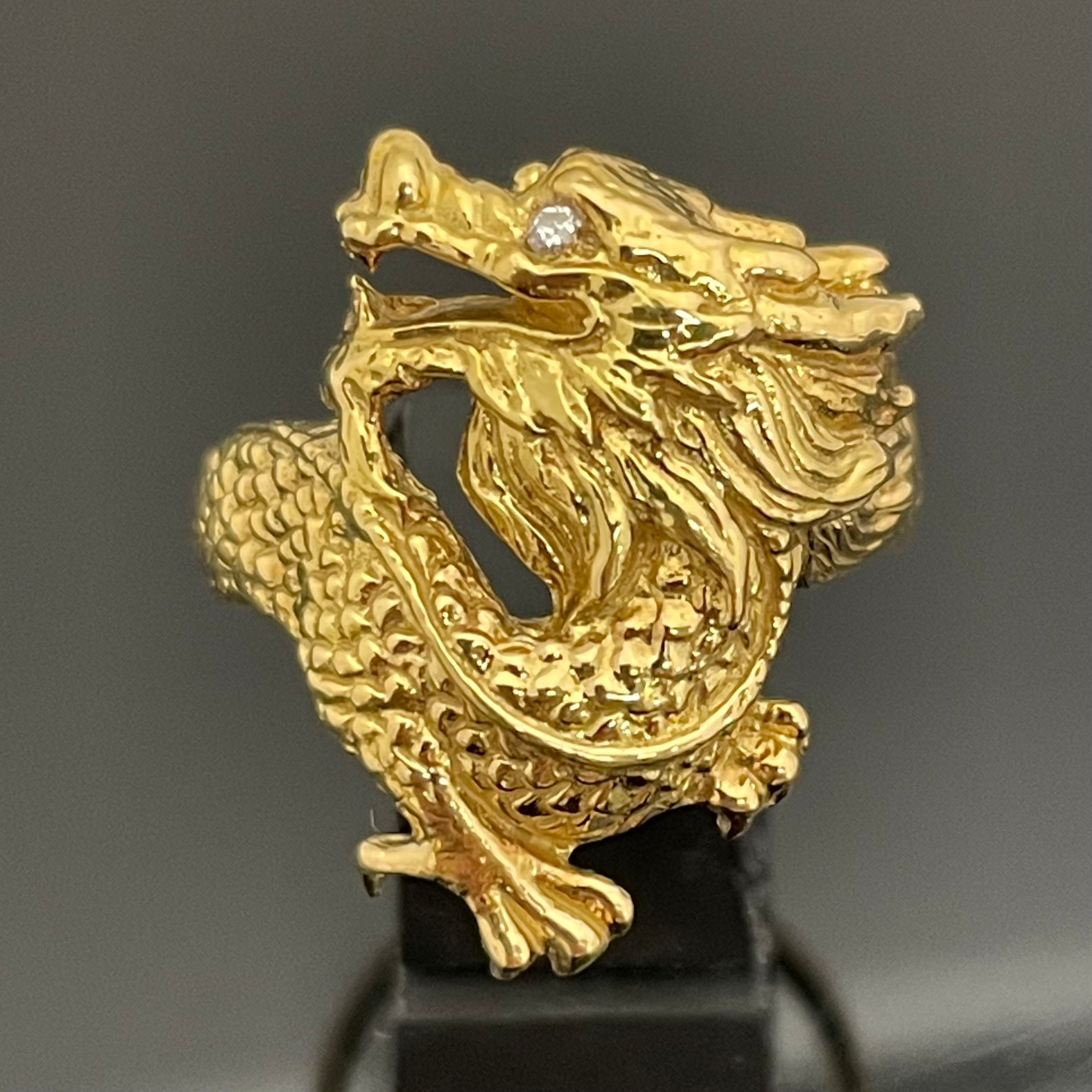 ノンブランド _龍モチーフリング_ K18/9.3g/FD0.01ct/＃15号 _中古品