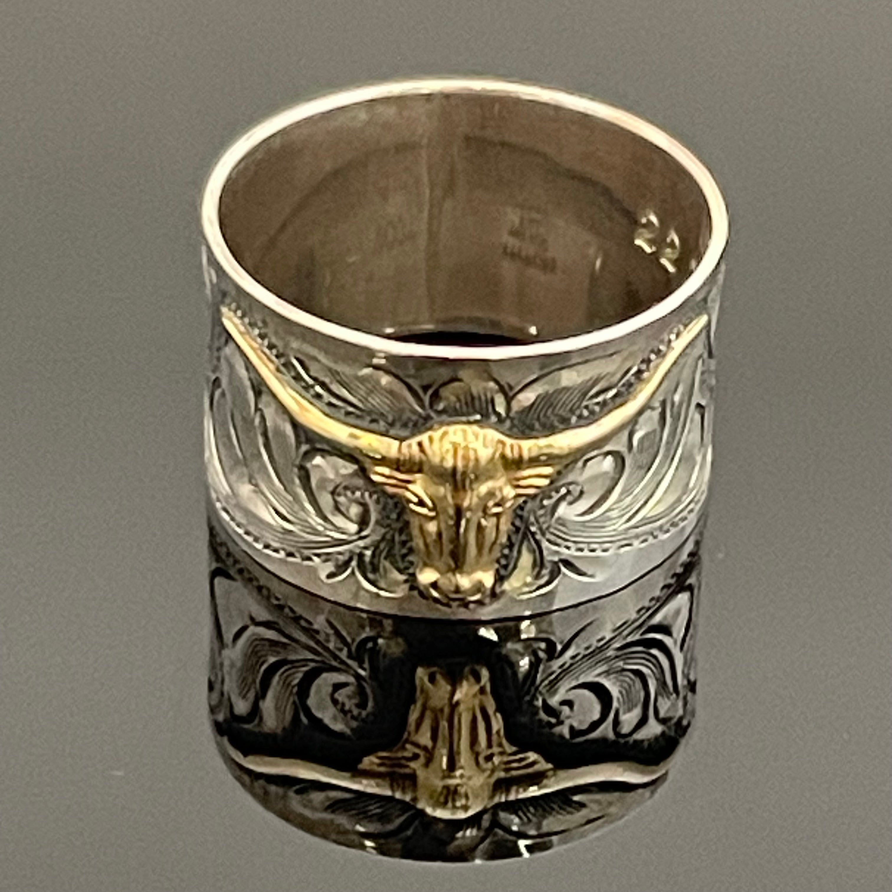 VOGT_（ボグト）_スターリングシルバー/14K _ロングホーンリング_5.7g／＃21号 _中古品