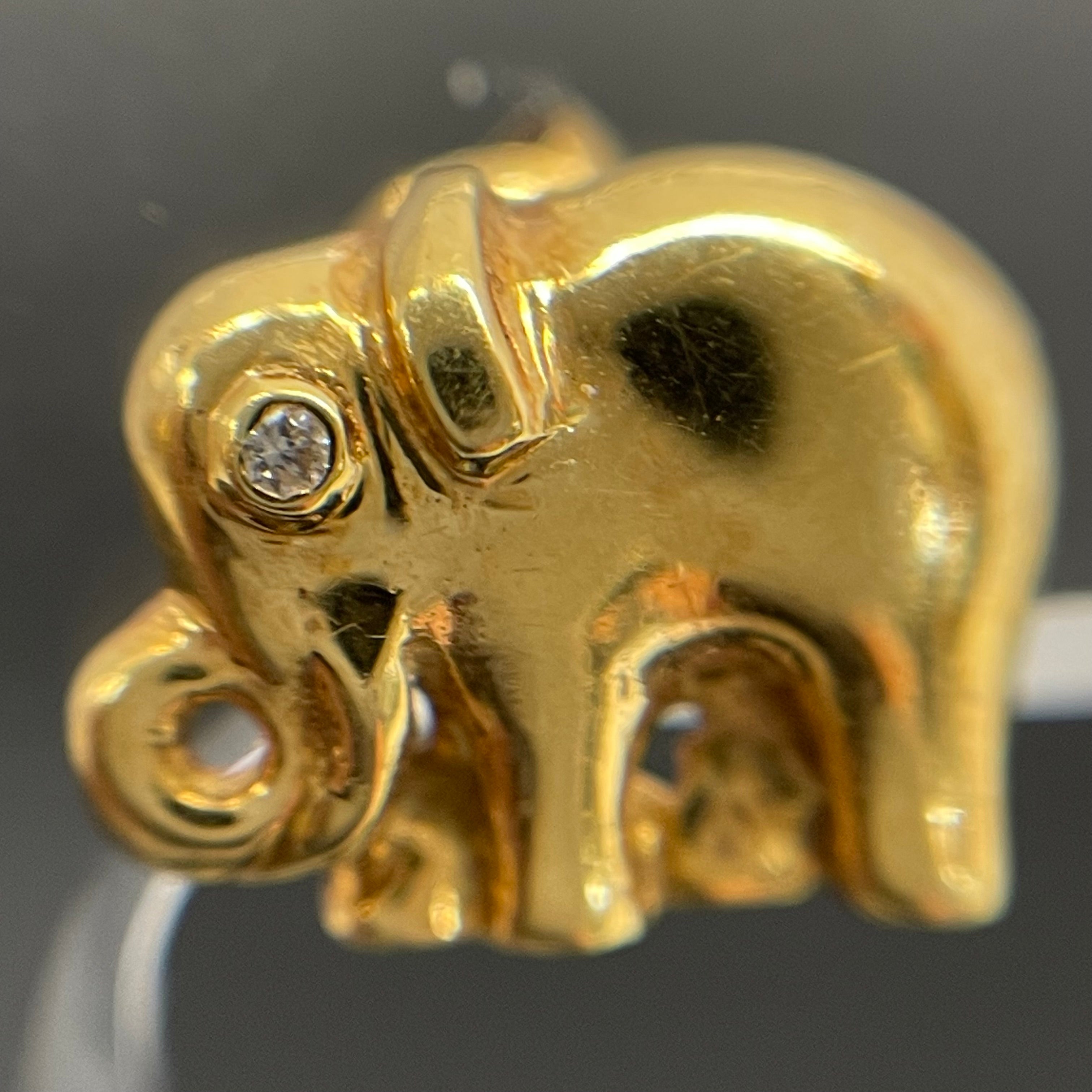 ノンブランド _K18/ダイヤモンド_ 象モチーフピアス_ 中古品