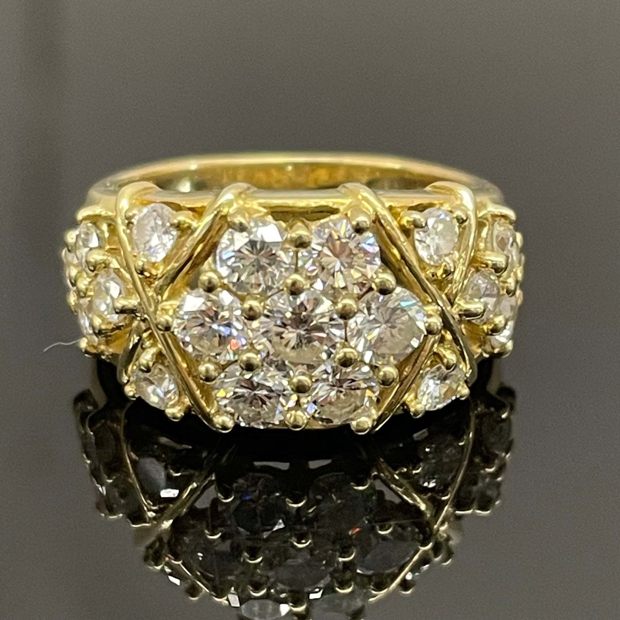 【送料無料】_ ノンブランド_K18ダイヤモンドリング_ FD1.9ct/6.7g/＃9_ 中古品