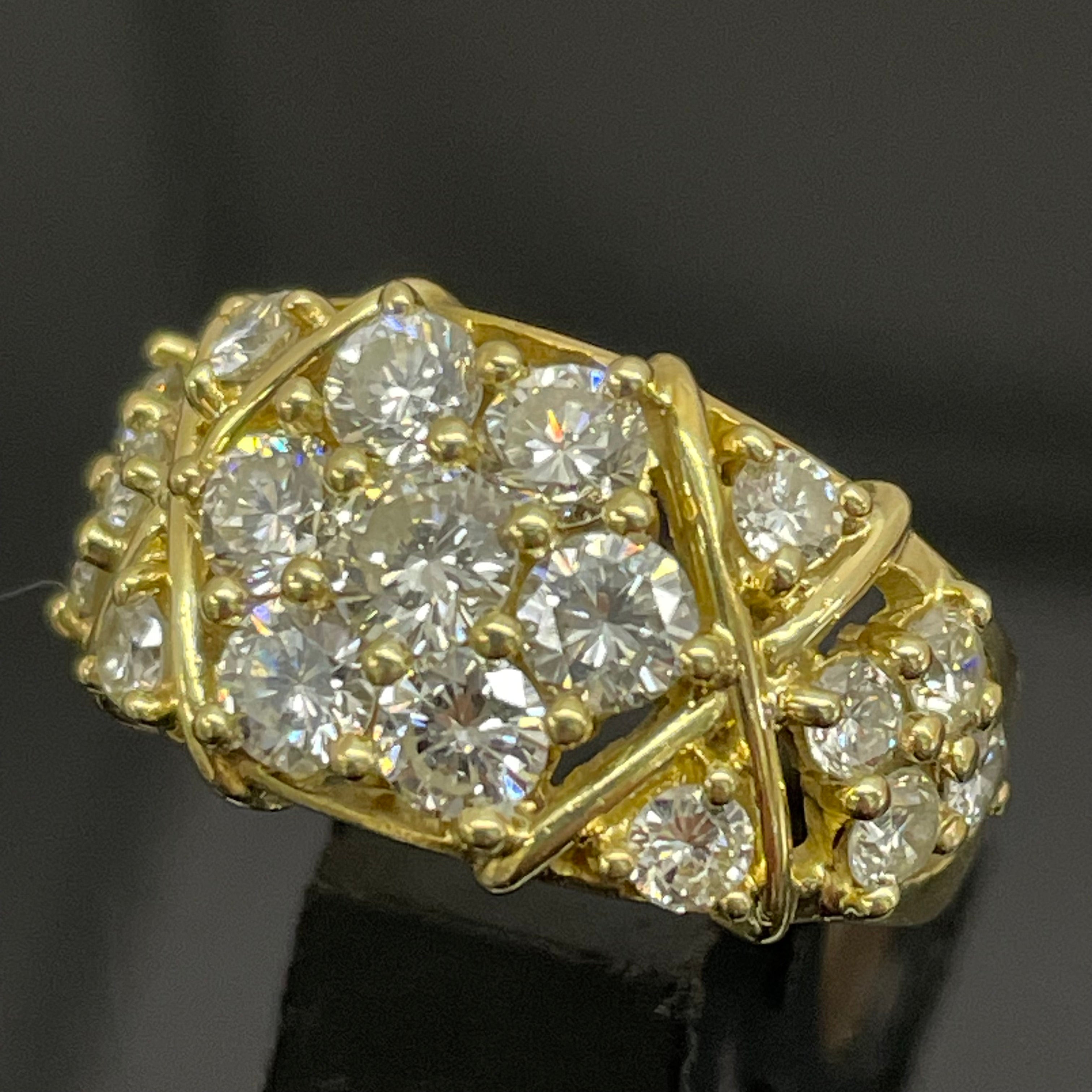 【送料無料】_ ノンブランド_K18ダイヤモンドリング_ FD1.9ct/6.7g/＃9_ 中古品