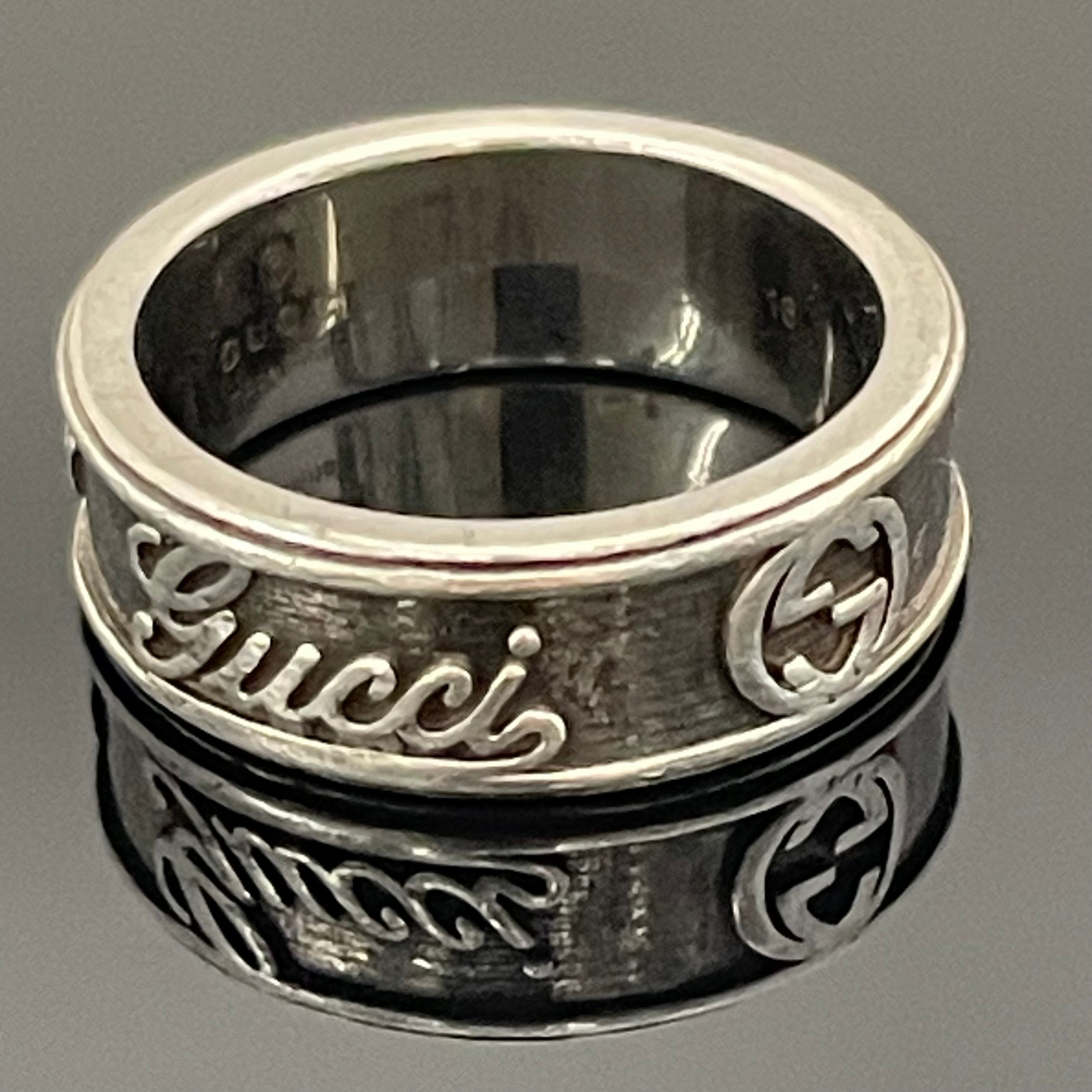 【送料無料】_ GUCCI_（グッチ）_ヴィンテージロゴリング_ SV925＃17号 _中古品