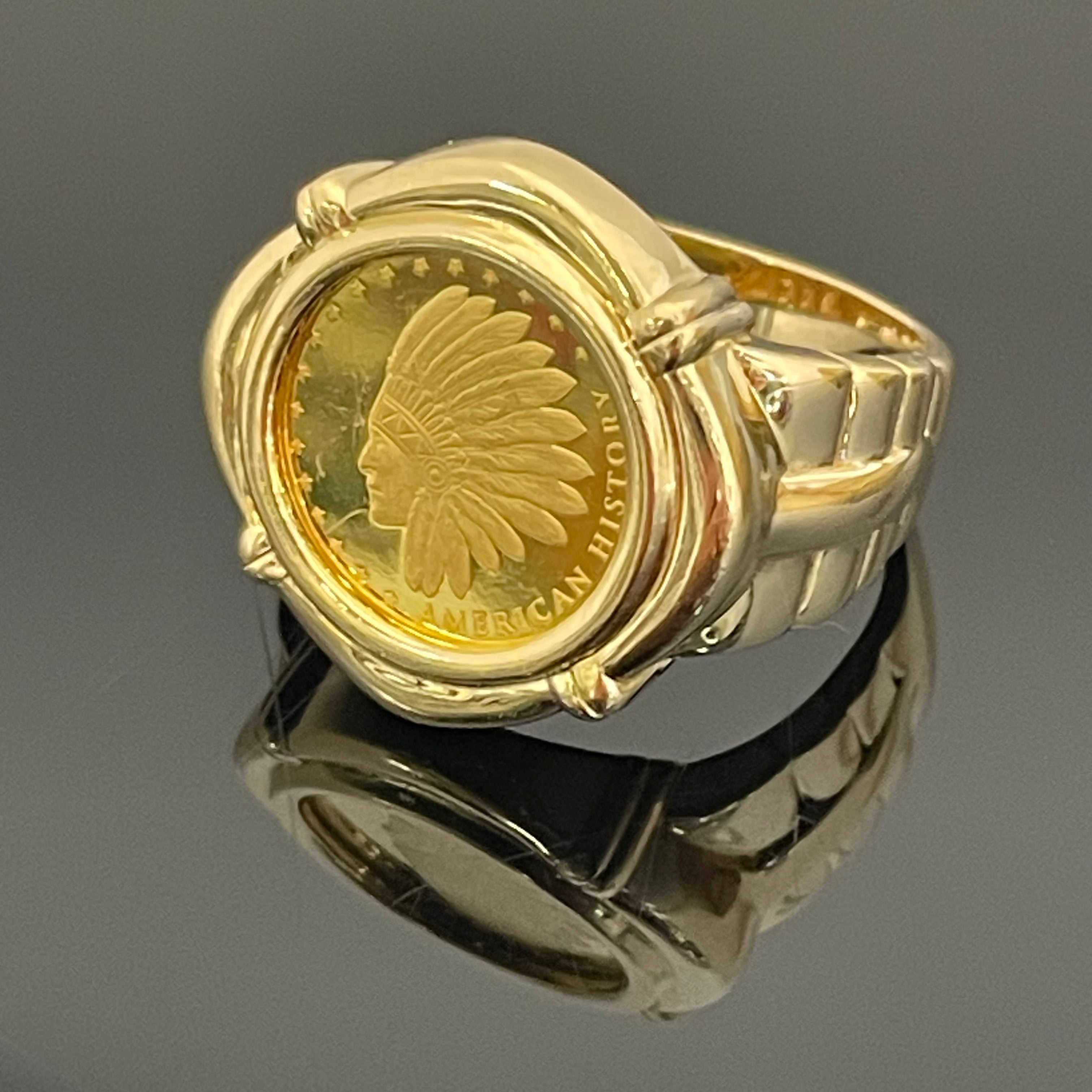 【送料無料】_ ノンブランド _K18／純金コインリング_1/25ozアメリカンヒストリー _中古品
