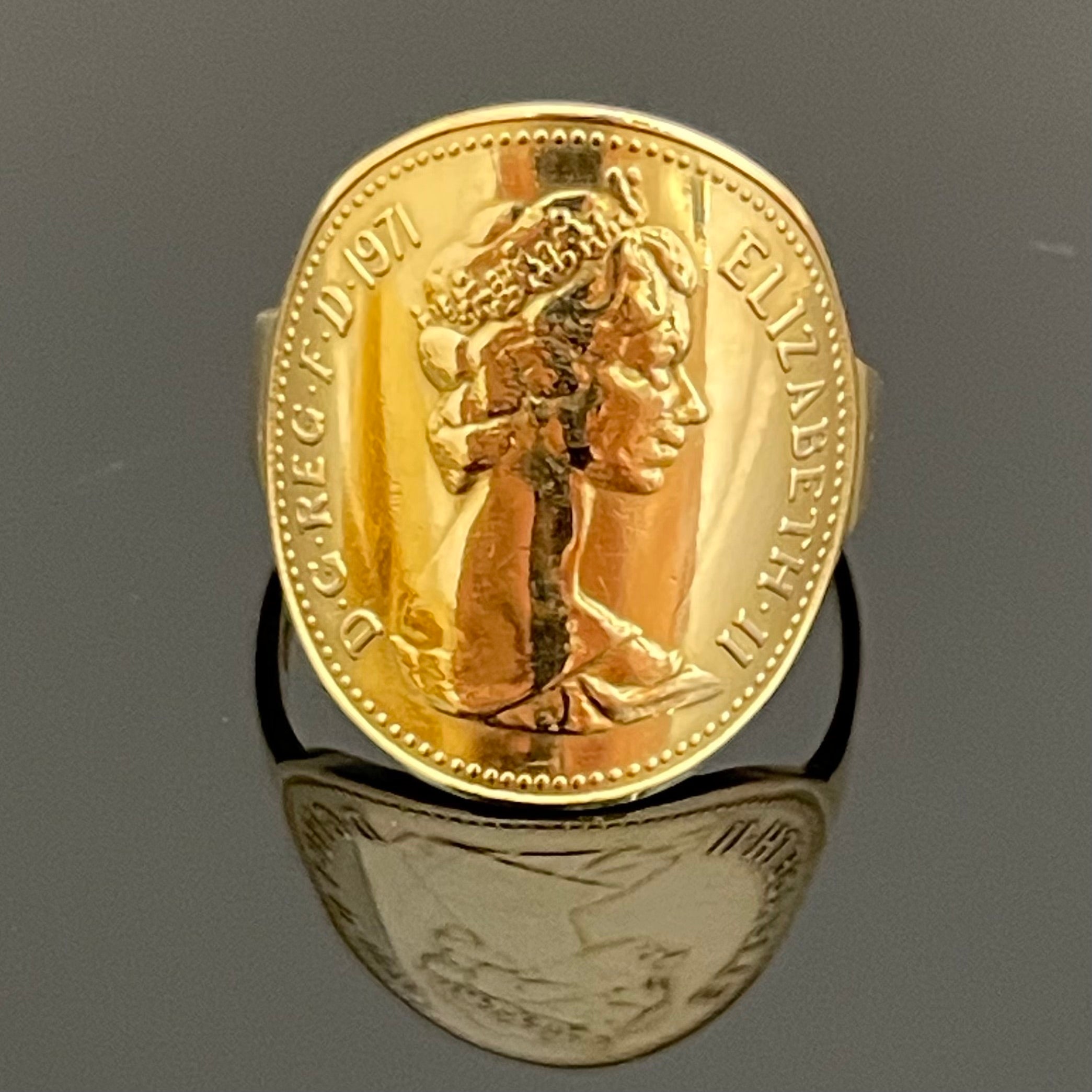 ノンブランド_K18コインデザインリング_ 4.2g／＃16号_ 中古品