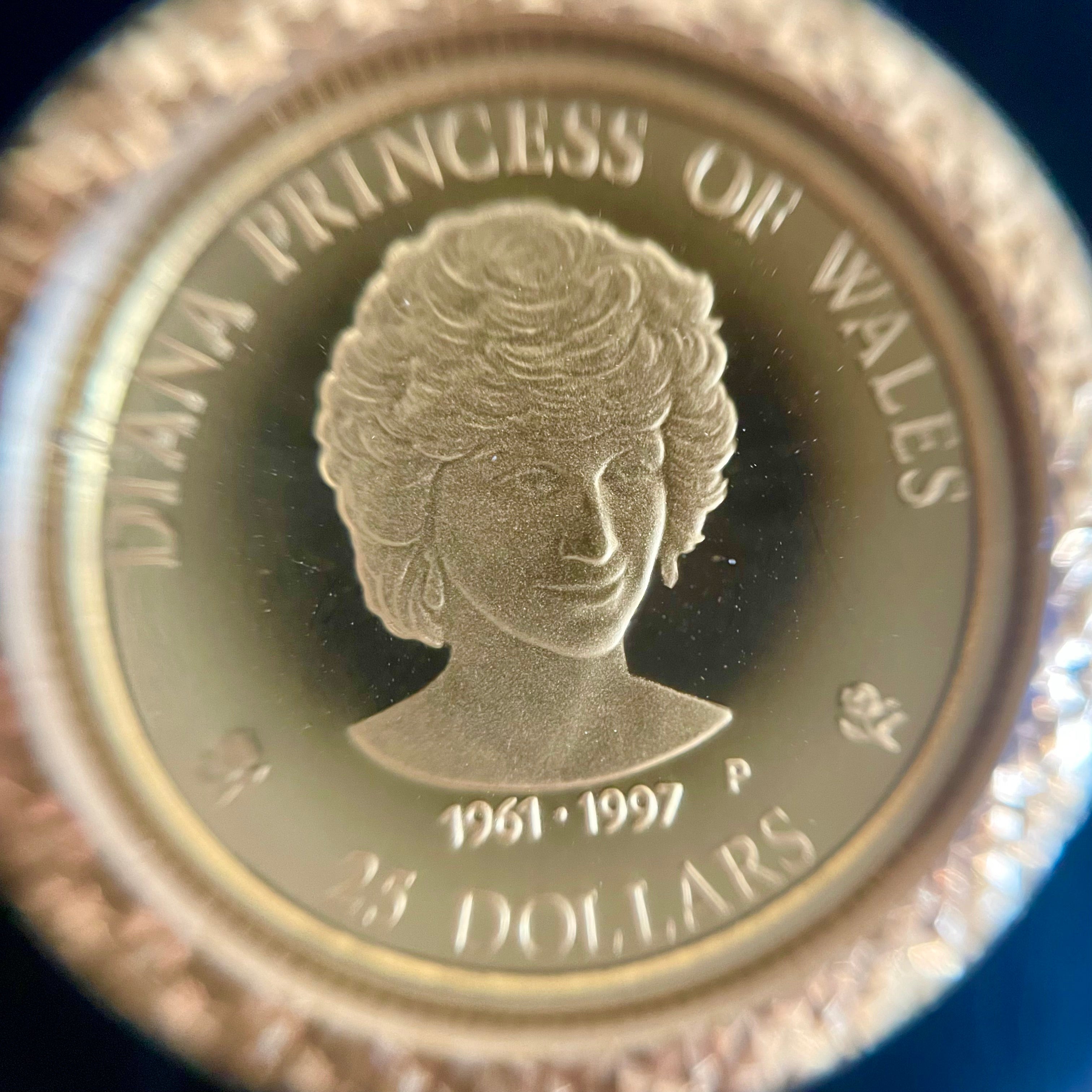 ノンブランド _ダイアナ金貨 1／4oz_ペンダントトップ_K18枠/ガラス付き/15g_中古品