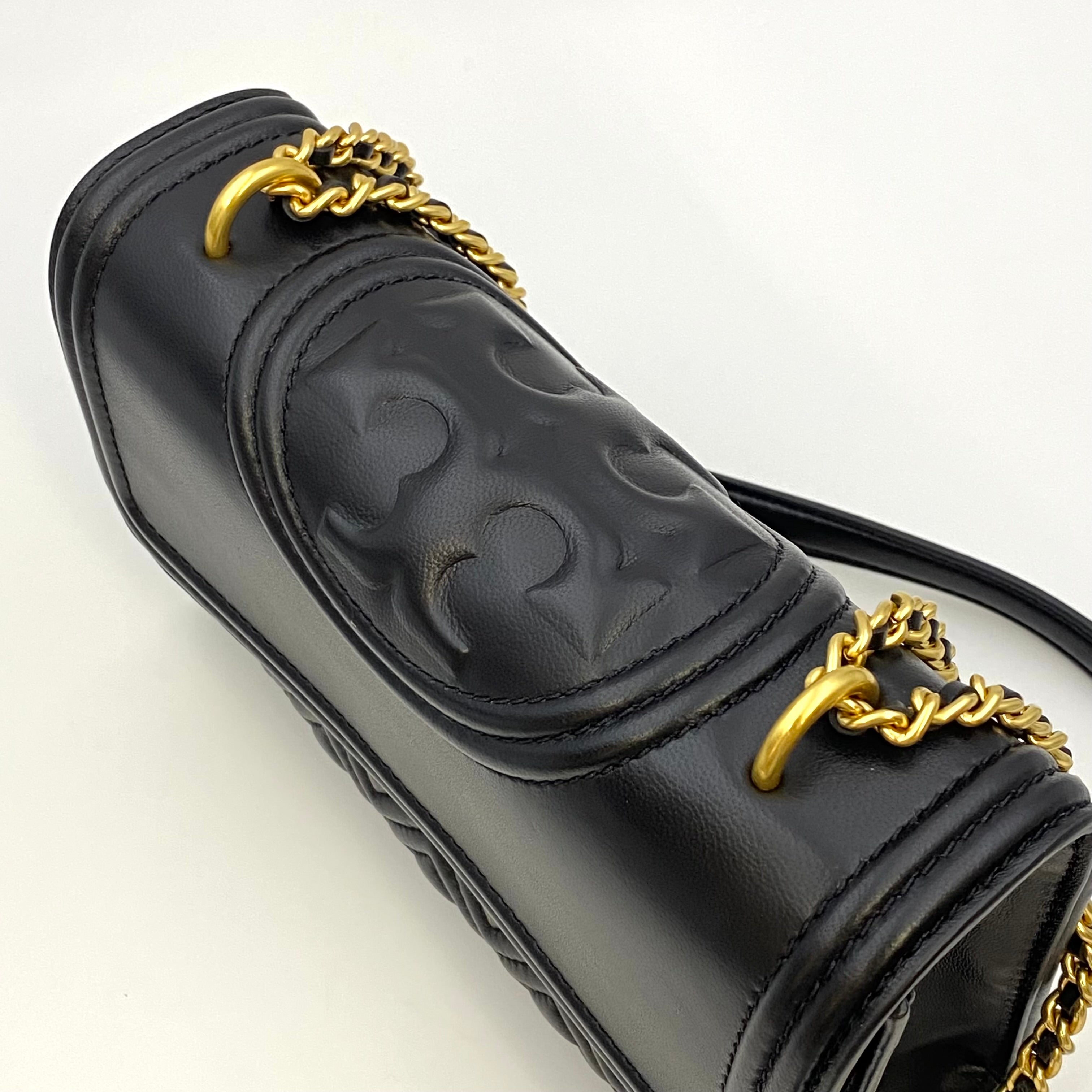 TORY BURCH_（トリーバーチ）_キルティング レザー_ブラック/ゴールド金具_チェーンショルダー_中古品