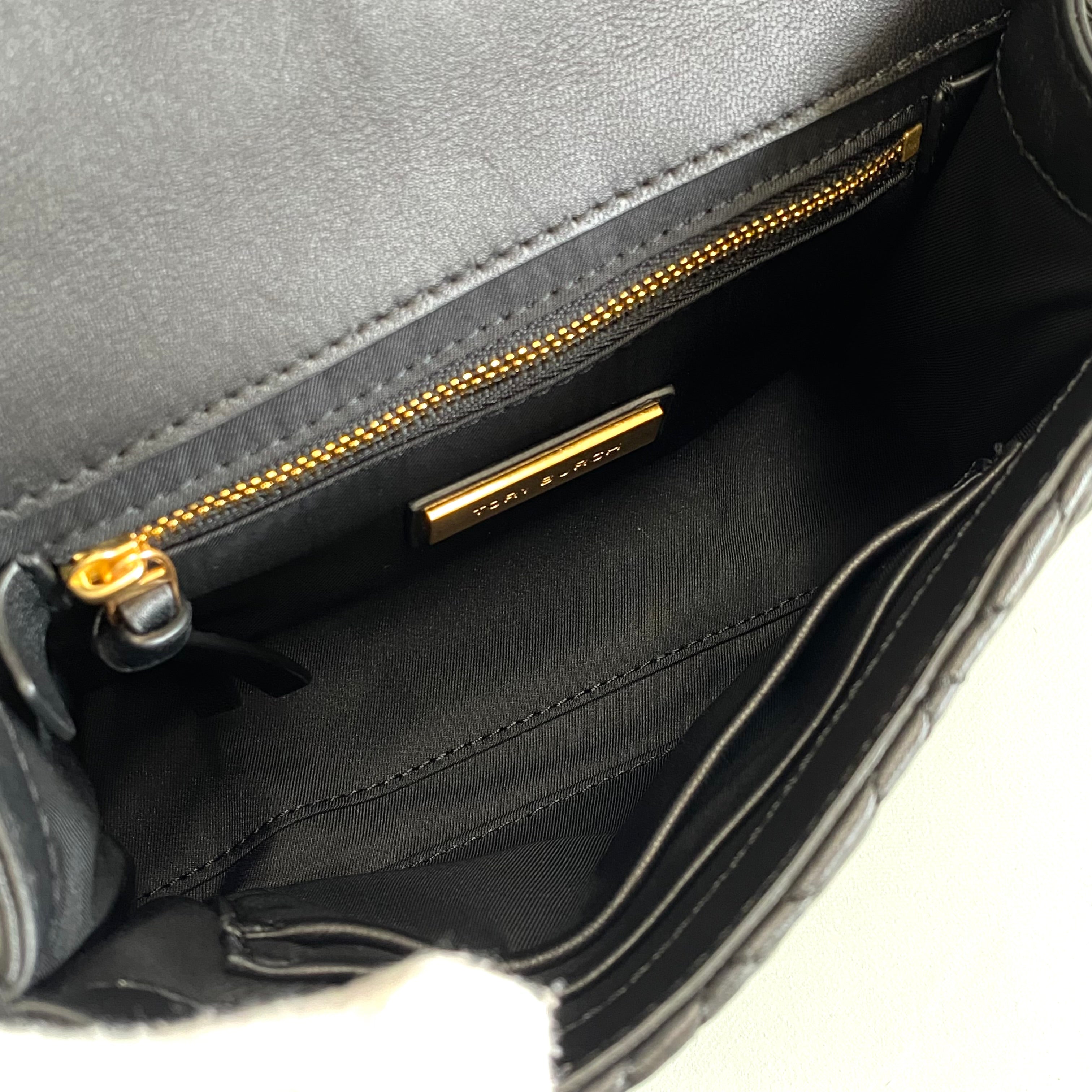 TORY BURCH_（トリーバーチ）_キルティング レザー_ブラック/ゴールド金具_チェーンショルダー_中古品