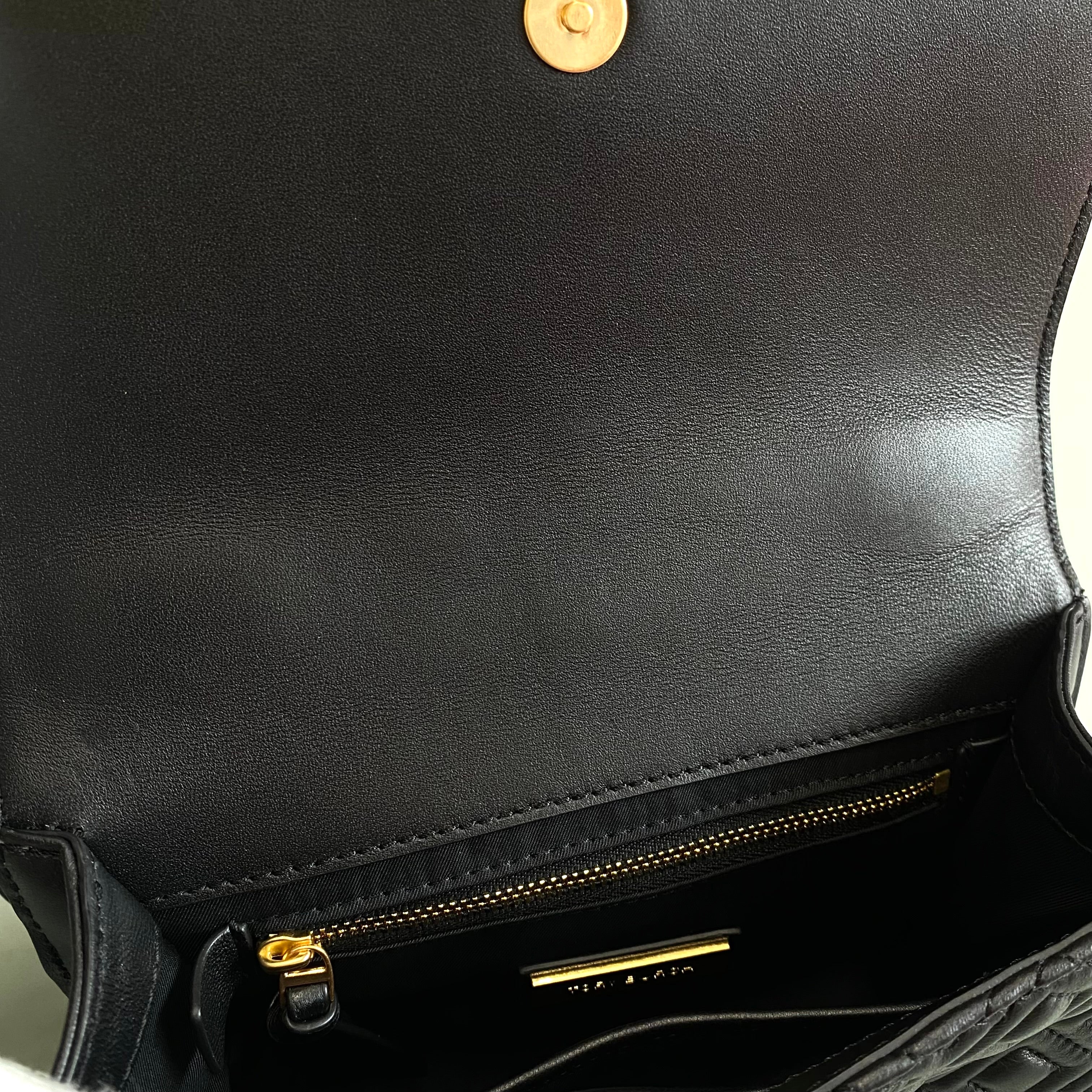 TORY BURCH_（トリーバーチ）_キルティング レザー_ブラック/ゴールド金具_チェーンショルダー_中古品