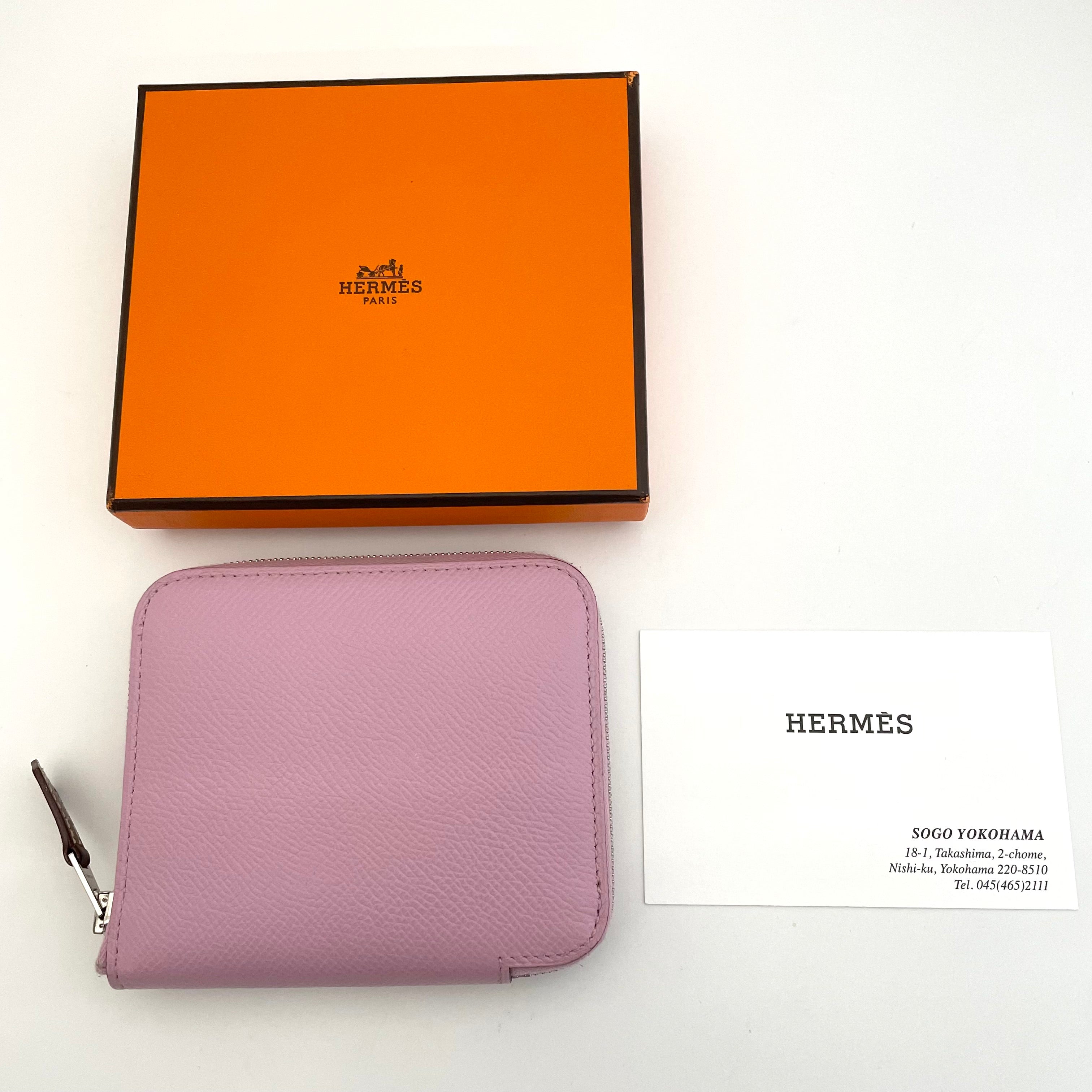 HERMES_（エルメス）_アザップコンパクト _シルクインコインケース_ヴォーエプソン ピンク_中古品