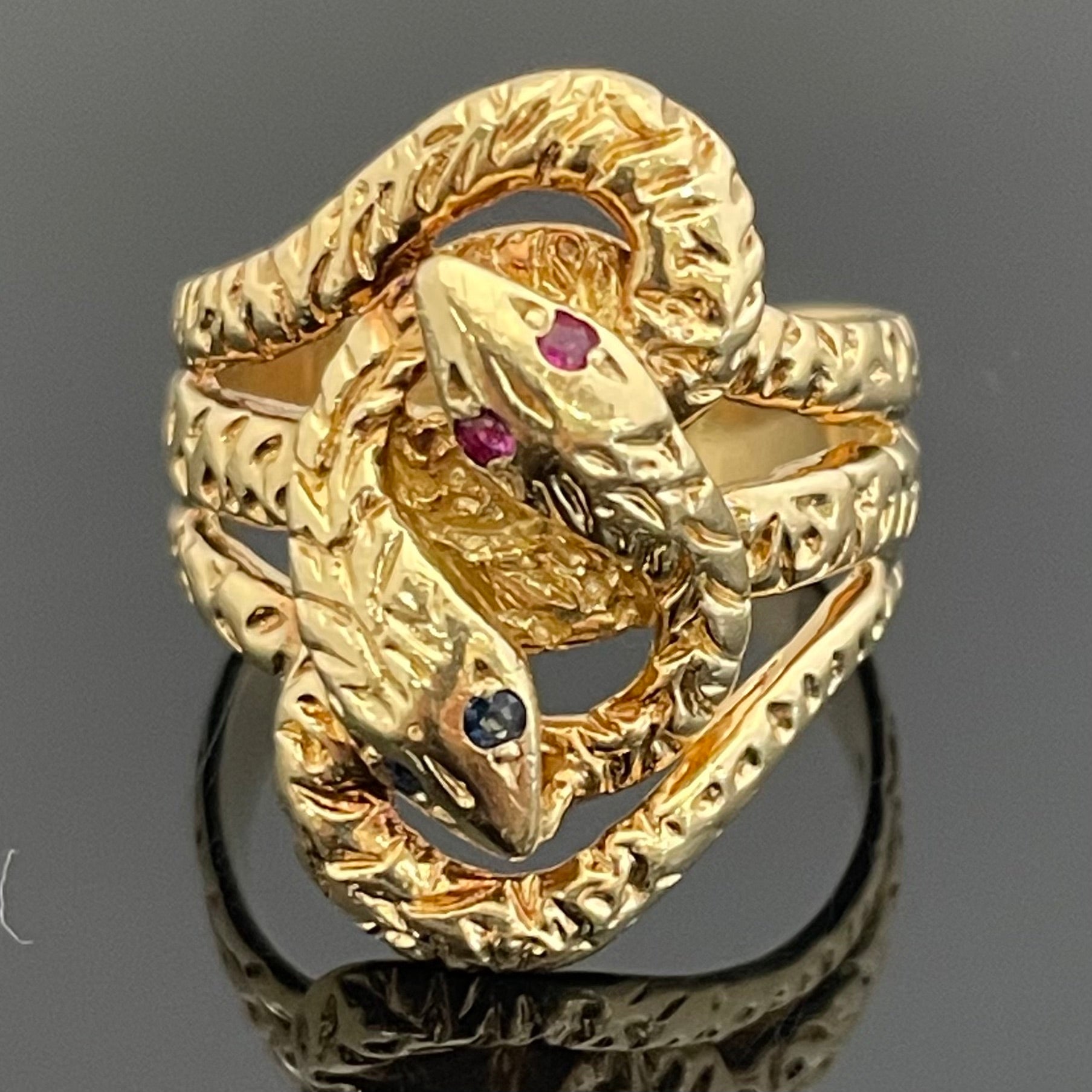 ノンブランド_K18双蛇モチーフリング_12g／＃21号_中古品