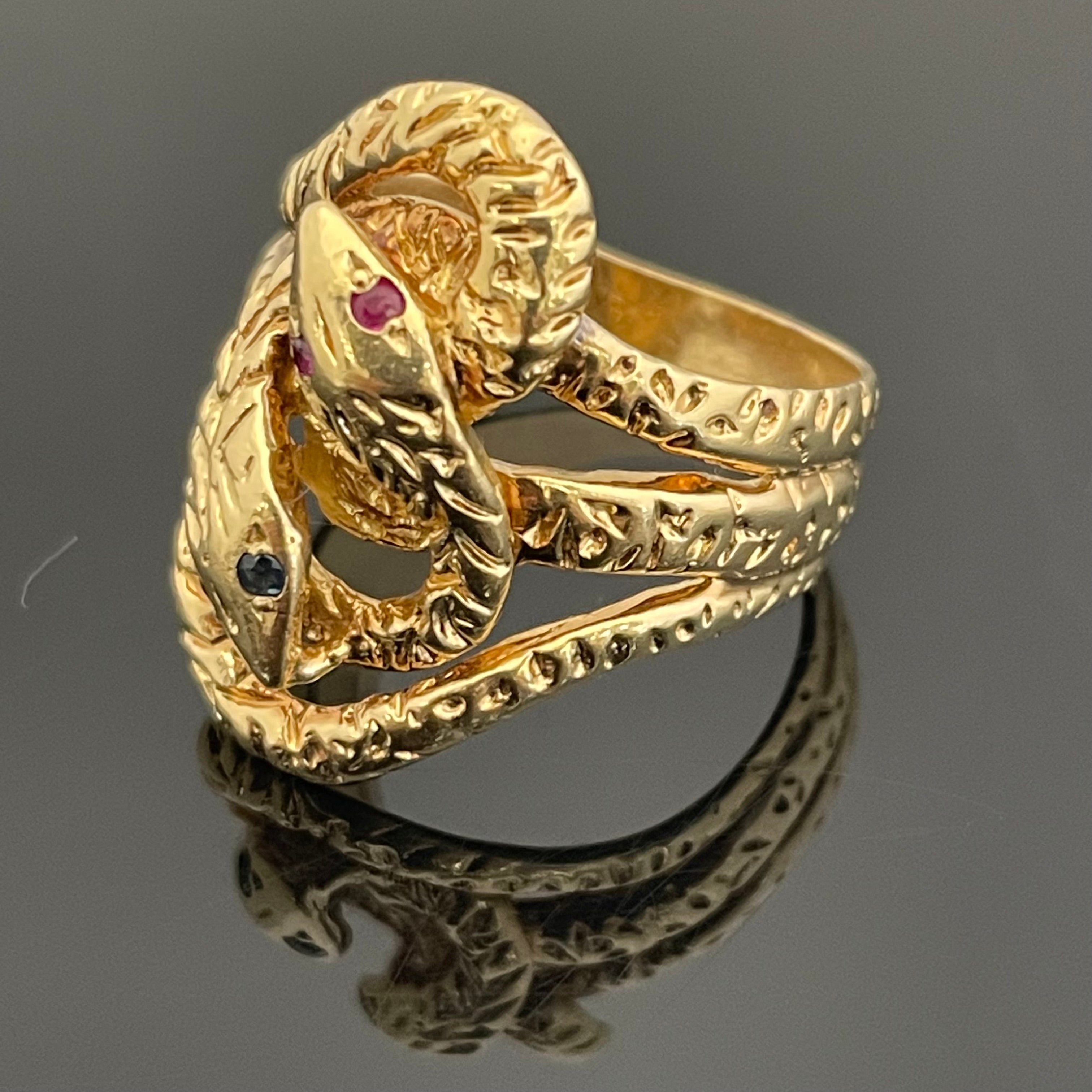 ノンブランド_K18双蛇モチーフリング_12g／＃21号_中古品