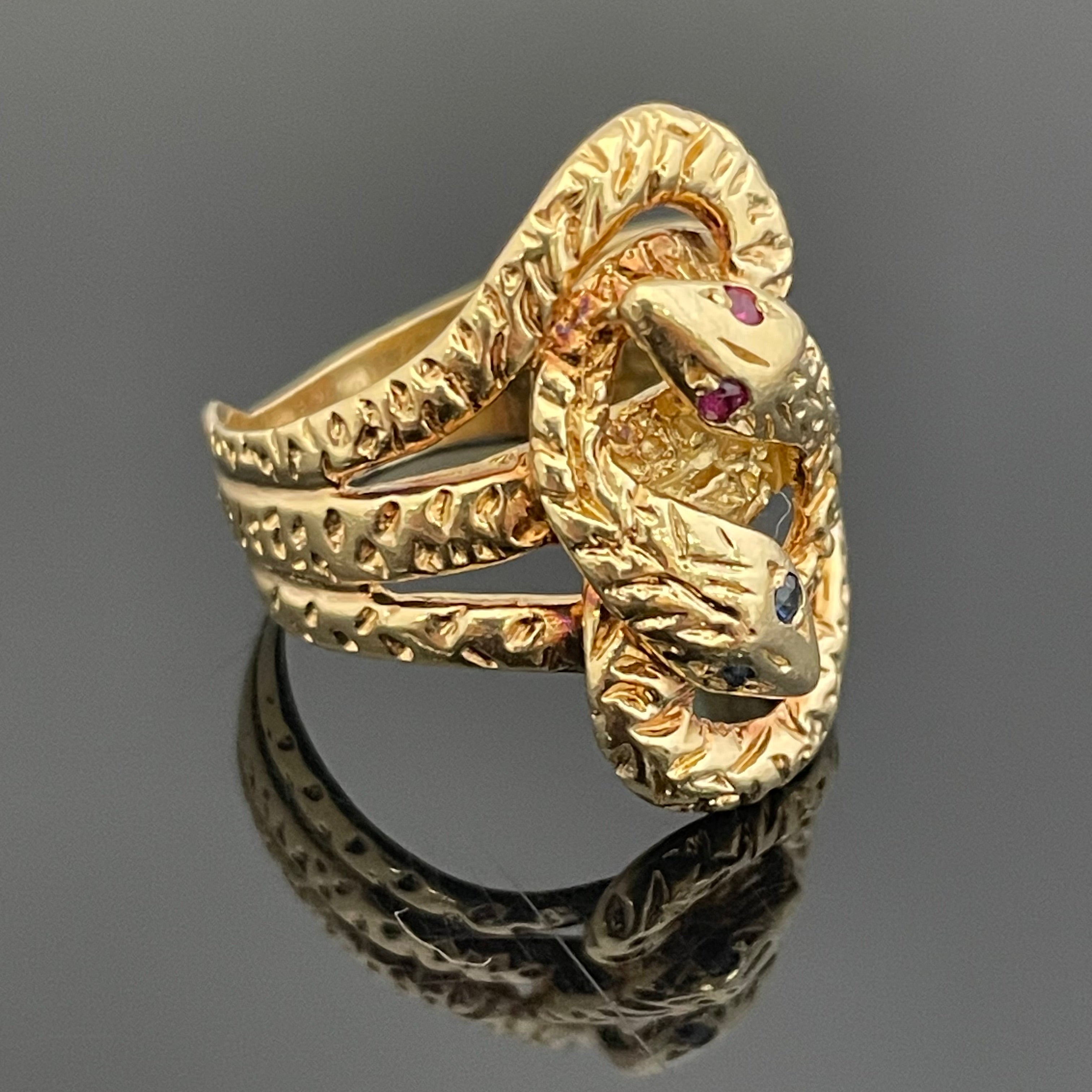 ノンブランド_K18双蛇モチーフリング_12g／＃21号_中古品