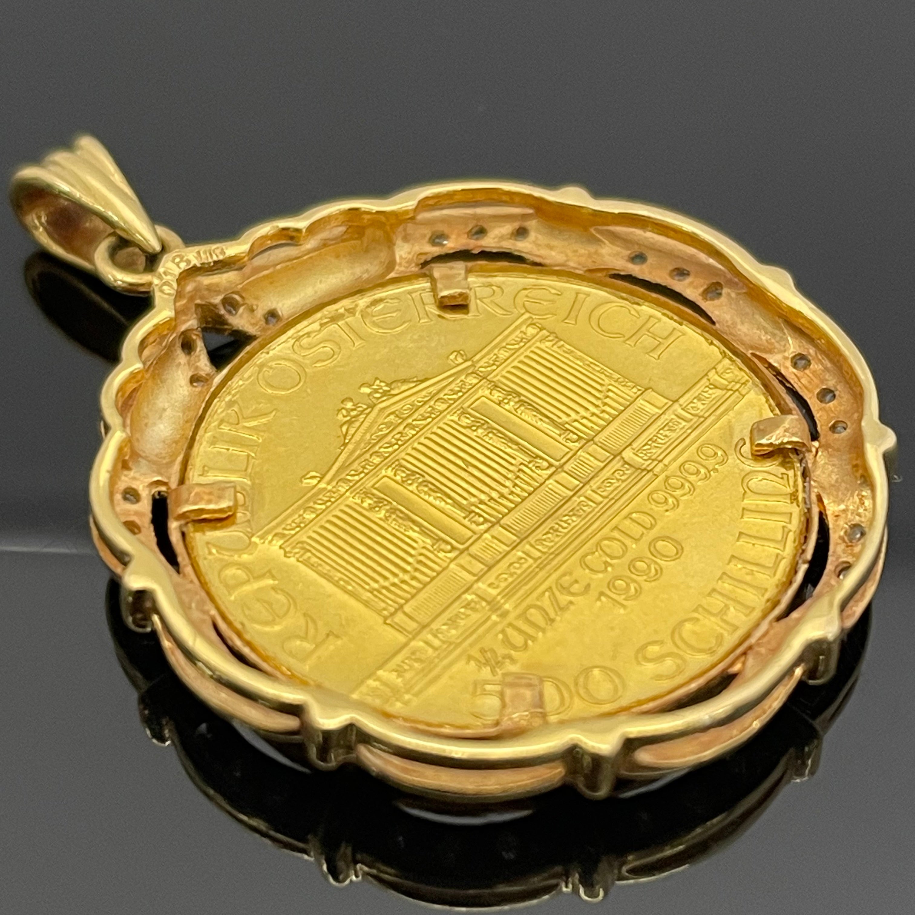 ノンブランド _ウィーンハーモニー金貨_ペンダントトップ_純金1/4oz・枠K18　_FD0.18ct/総重量12. 2g_中古品