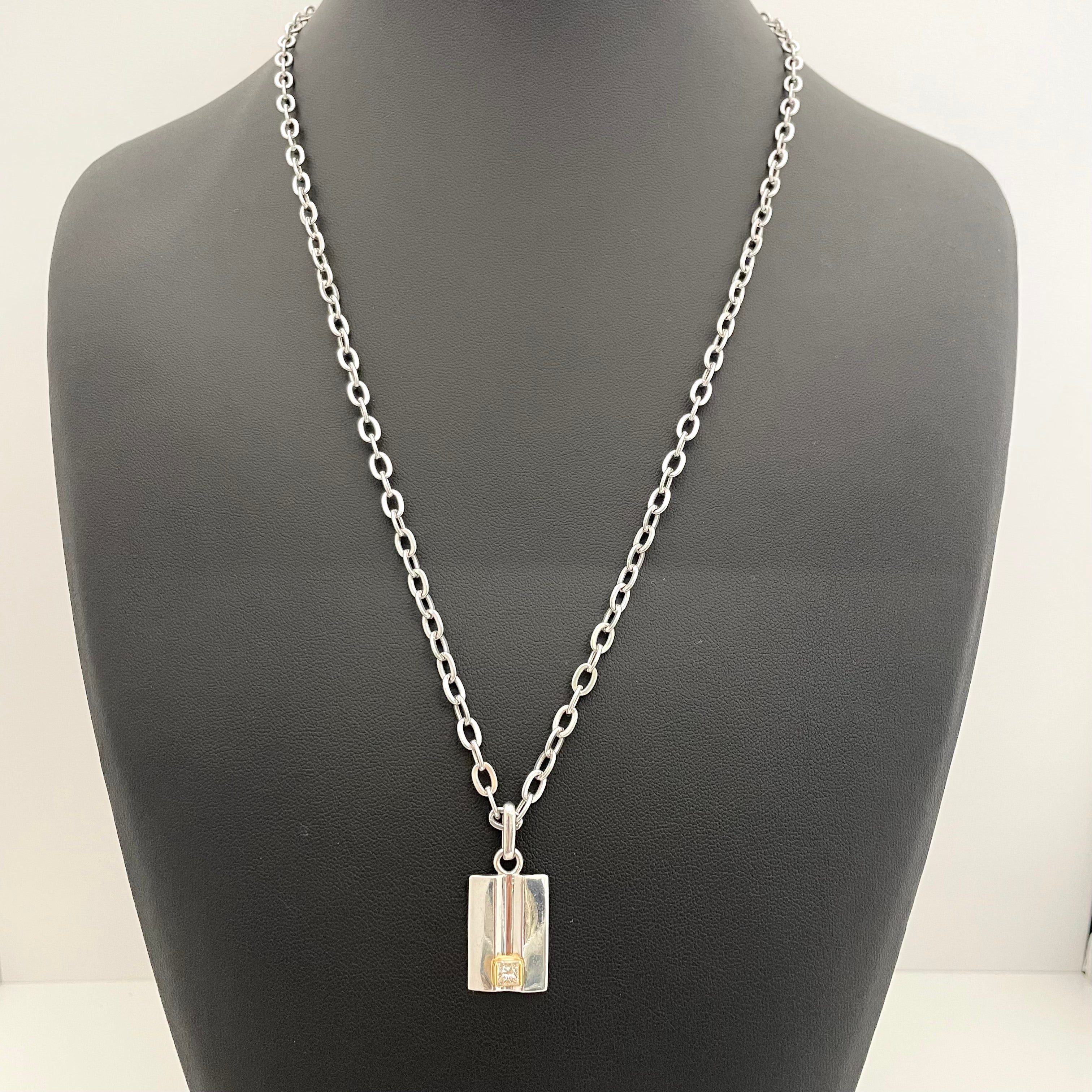 ノンブランド_Pt850/K18ダイヤモンド_ペンダントネックレス_D0.39ct/20.3g/60cm_中古品