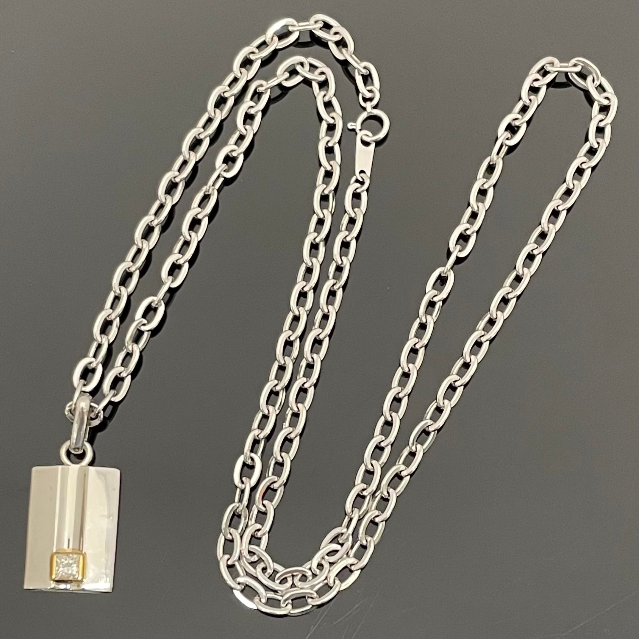 ノンブランド_Pt850/K18ダイヤモンド_ペンダントネックレス_D0.39ct/20.3g/60cm_中古品