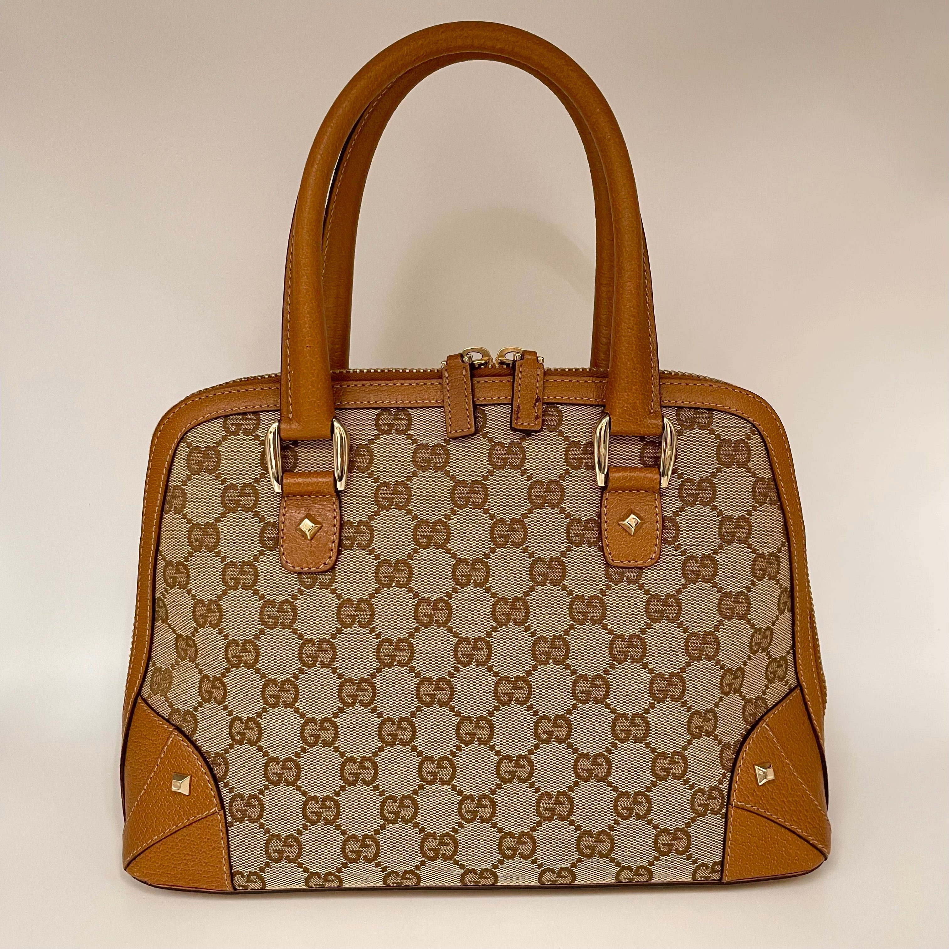 GUCCI_（グッチ)_GGキャンバス _ブラウンレザー _ハンドバッグ131023_中古品