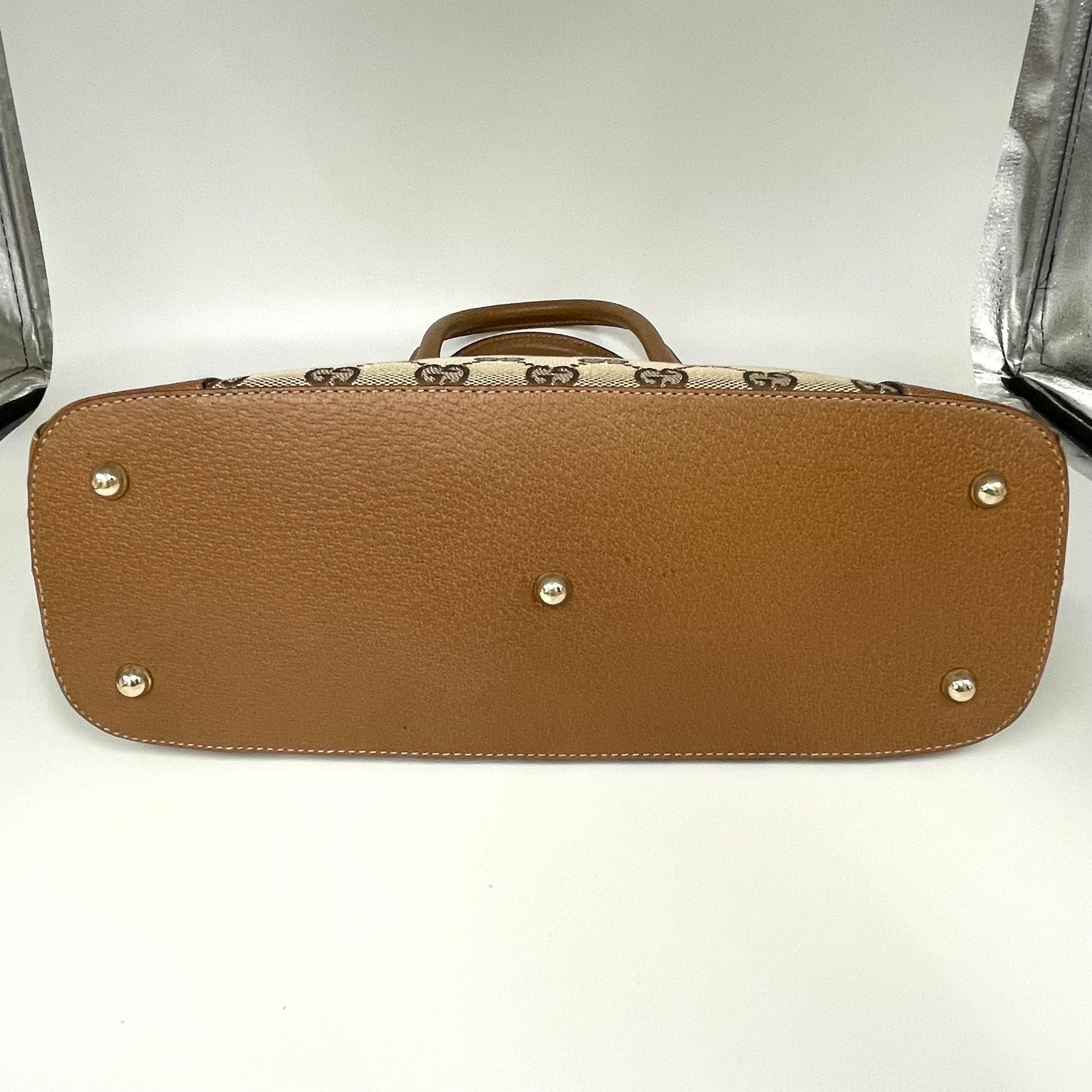 GUCCI_（グッチ)_GGキャンバス _ブラウンレザー _ハンドバッグ131023_中古品