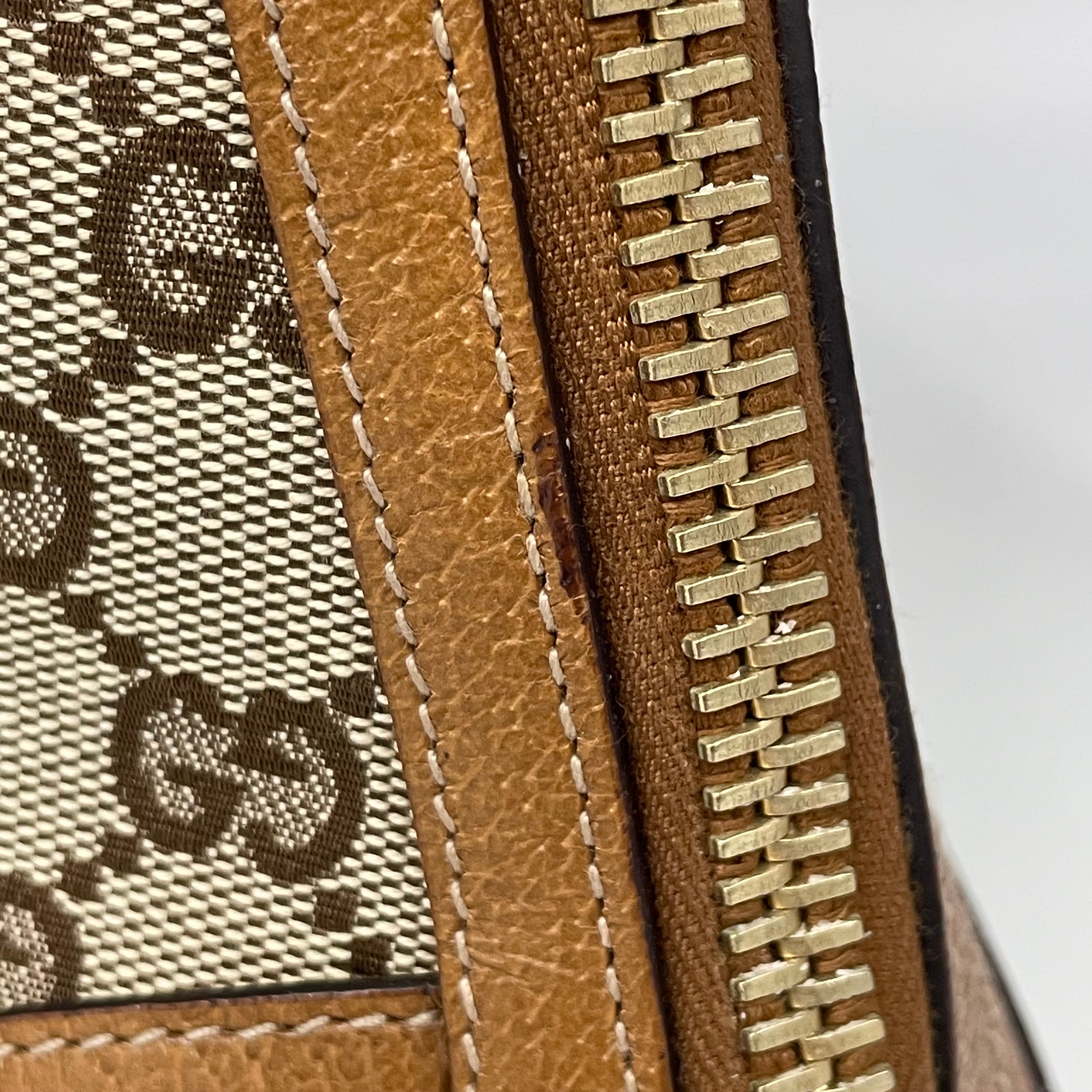 GUCCI_（グッチ)_GGキャンバス _ブラウンレザー _ハンドバッグ131023_中古品