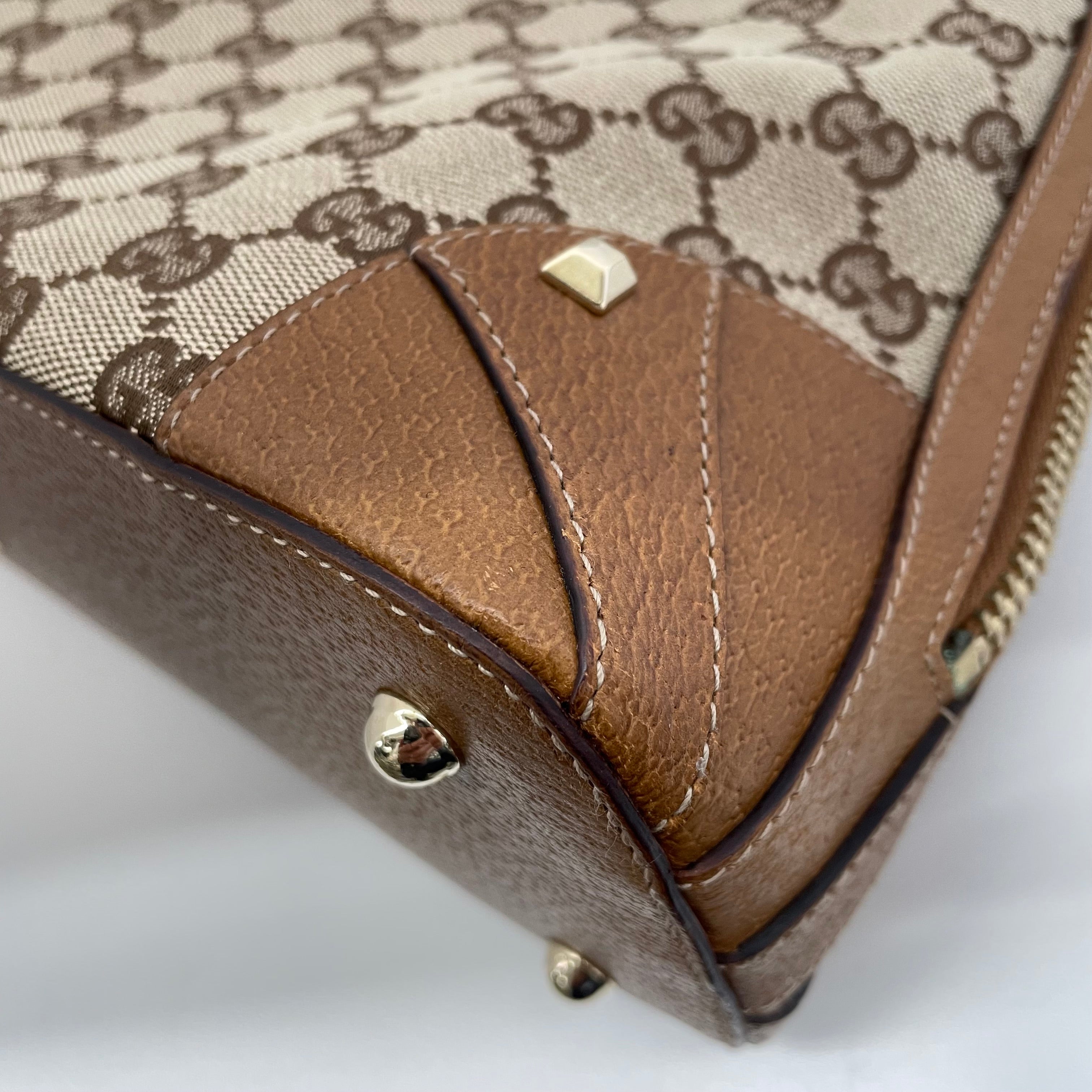 GUCCI_（グッチ)_GGキャンバス _ブラウンレザー _ハンドバッグ131023_中古品