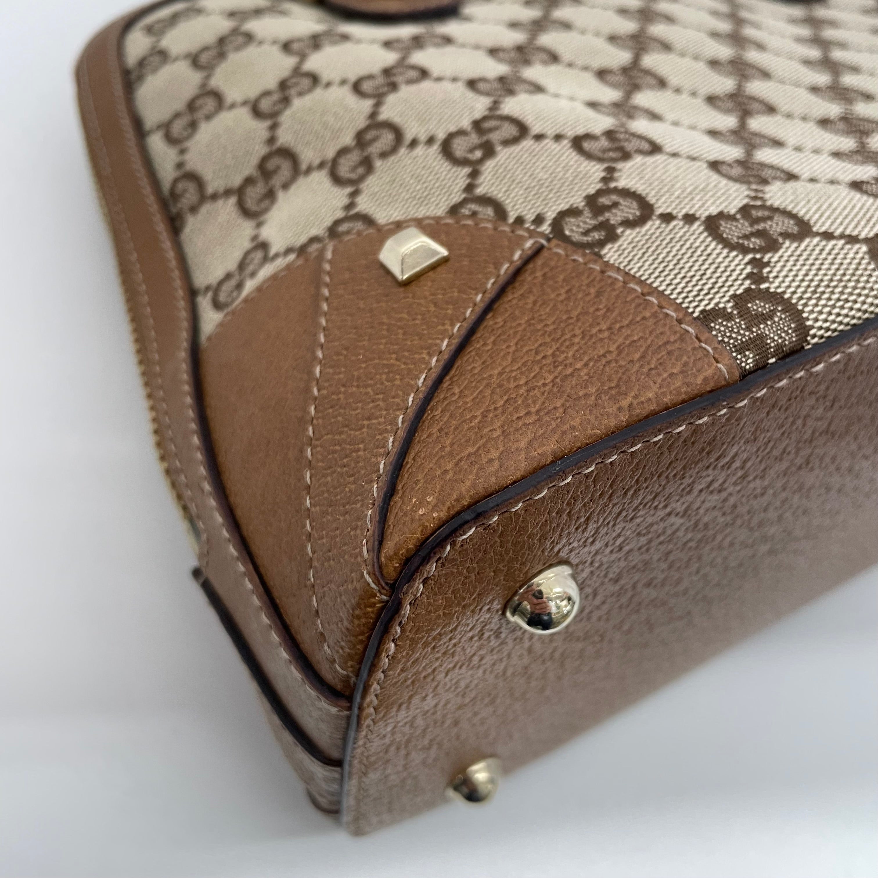 GUCCI_（グッチ)_GGキャンバス _ブラウンレザー _ハンドバッグ131023_中古品