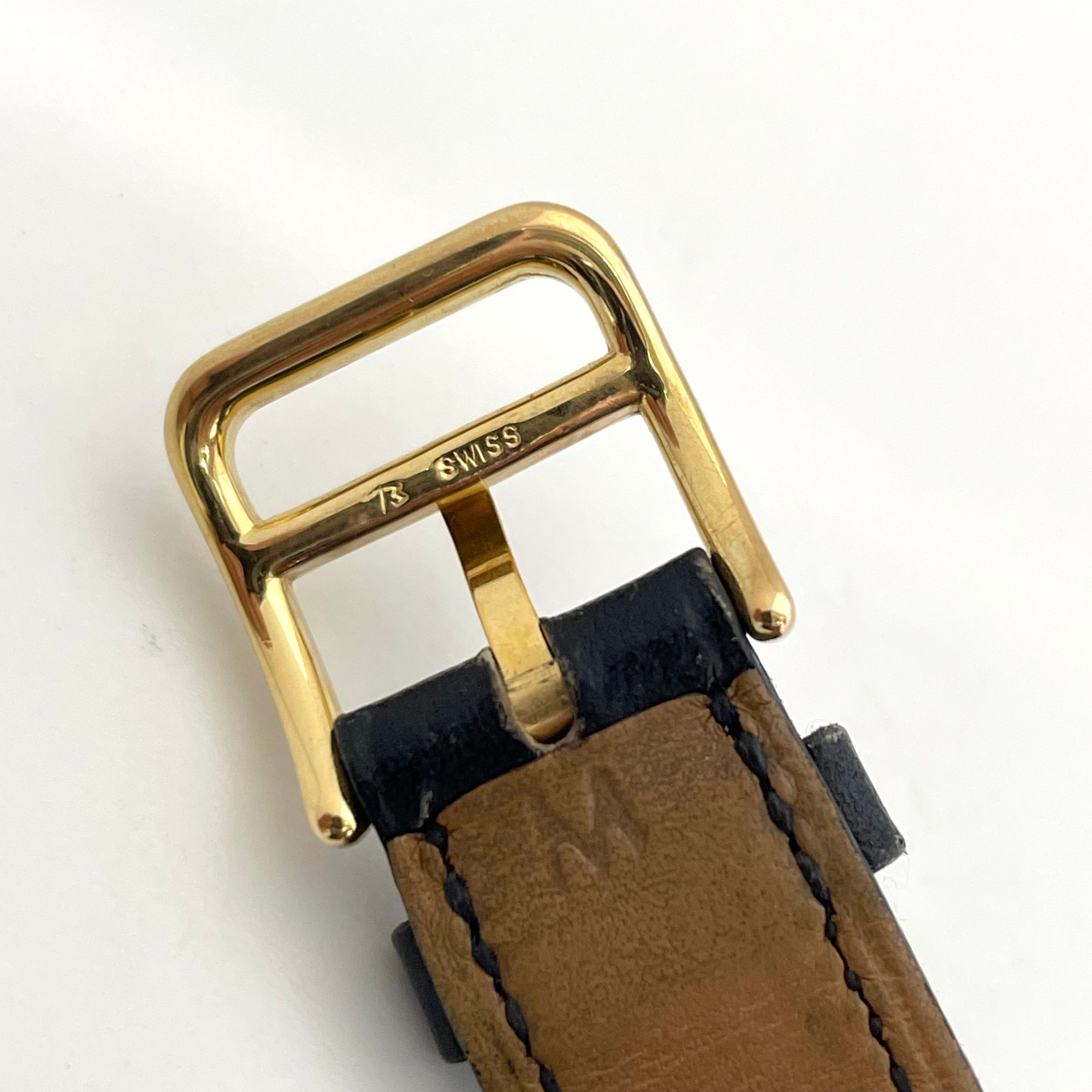 HERMES_（エルメス) _メドール _レディス腕時計_ゴールド/白文字盤 _黒レザーベルト_中古品