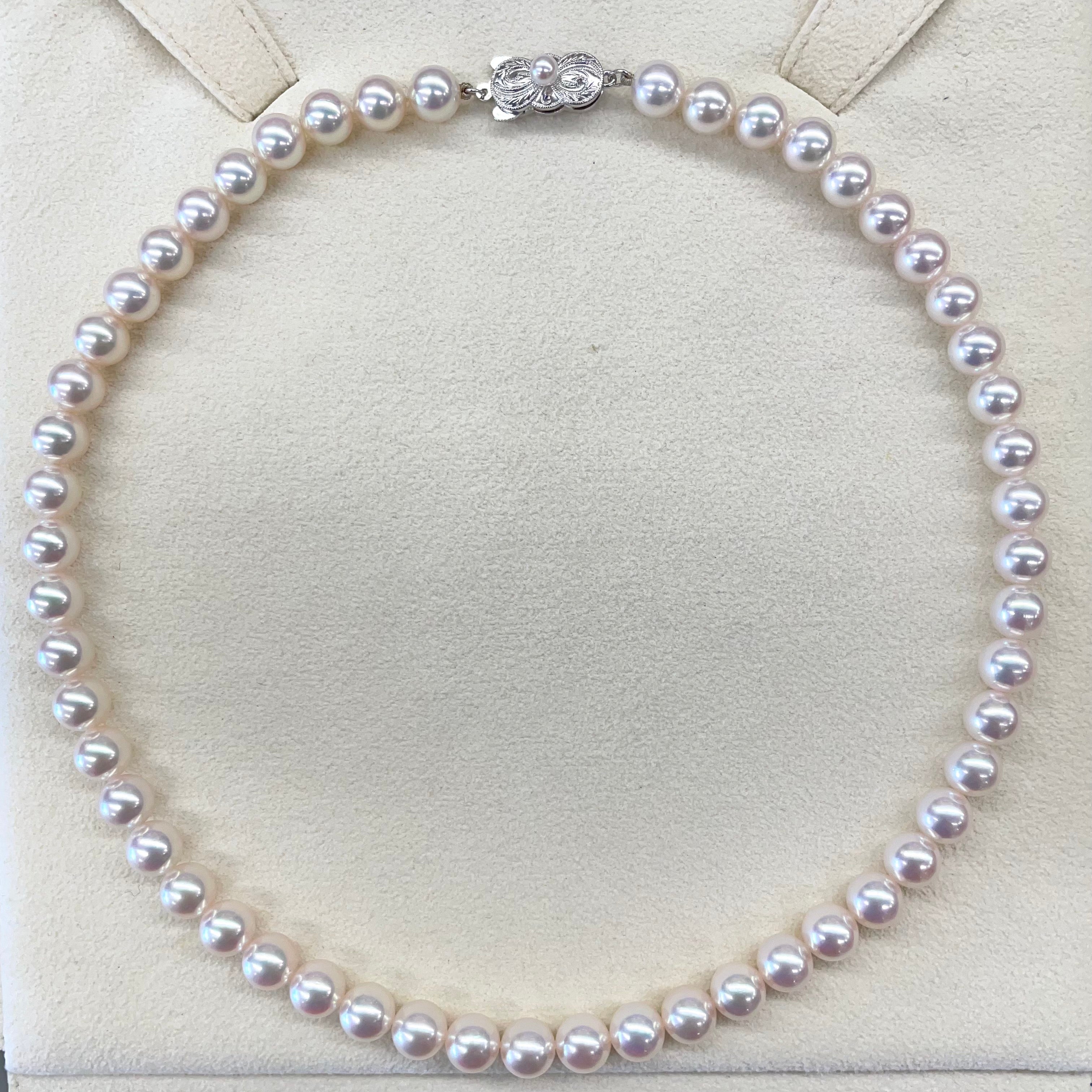 MIKIMOTO_（ミキモト）_パールネックレス　_7.5〜8.0㎜／43cm／留金SV  _オーロラロゼ_真科研鑑定書付き_中古品