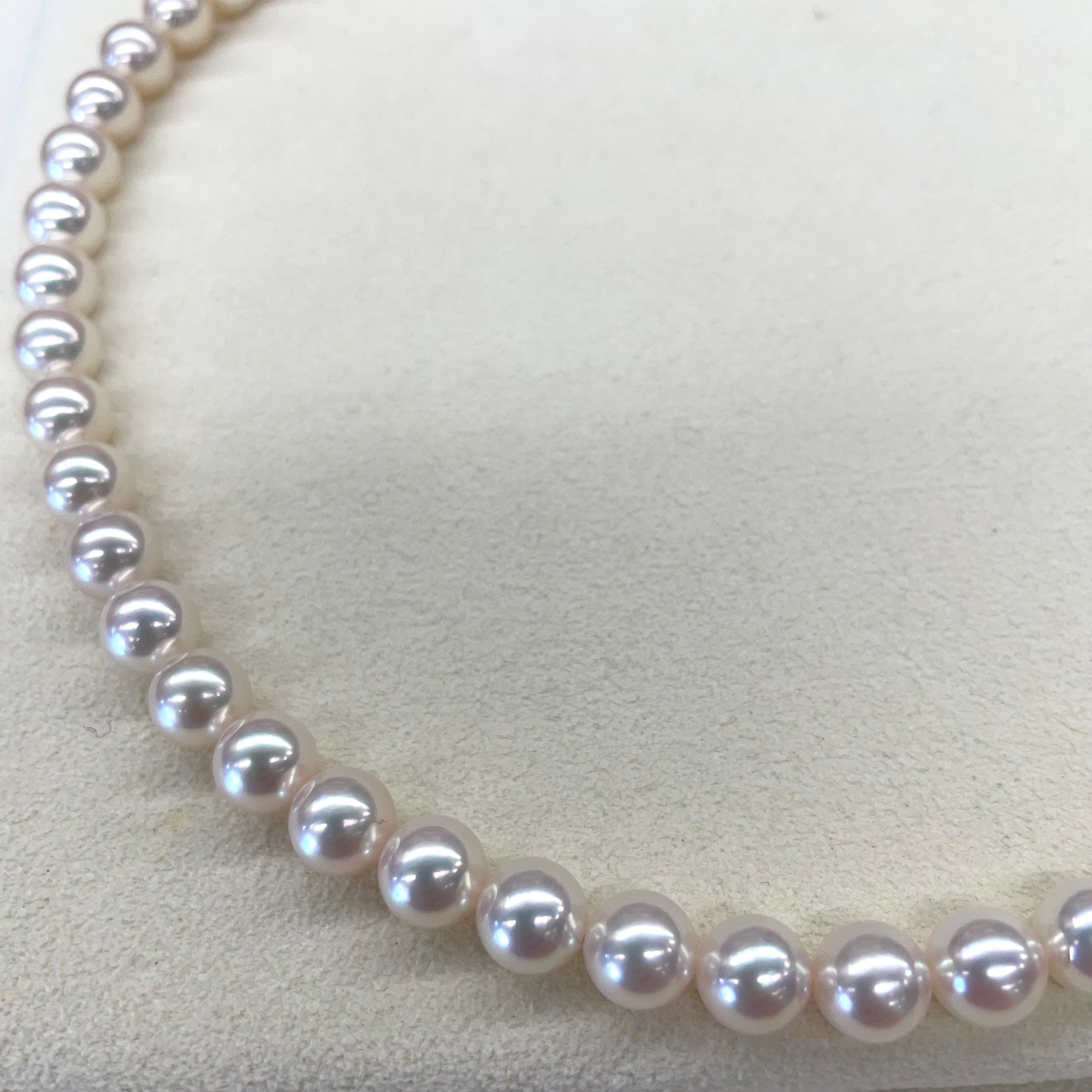 MIKIMOTO_（ミキモト）_パールネックレス　_7.5〜8.0㎜／43cm／留金SV  _オーロラロゼ_真科研鑑定書付き_中古品