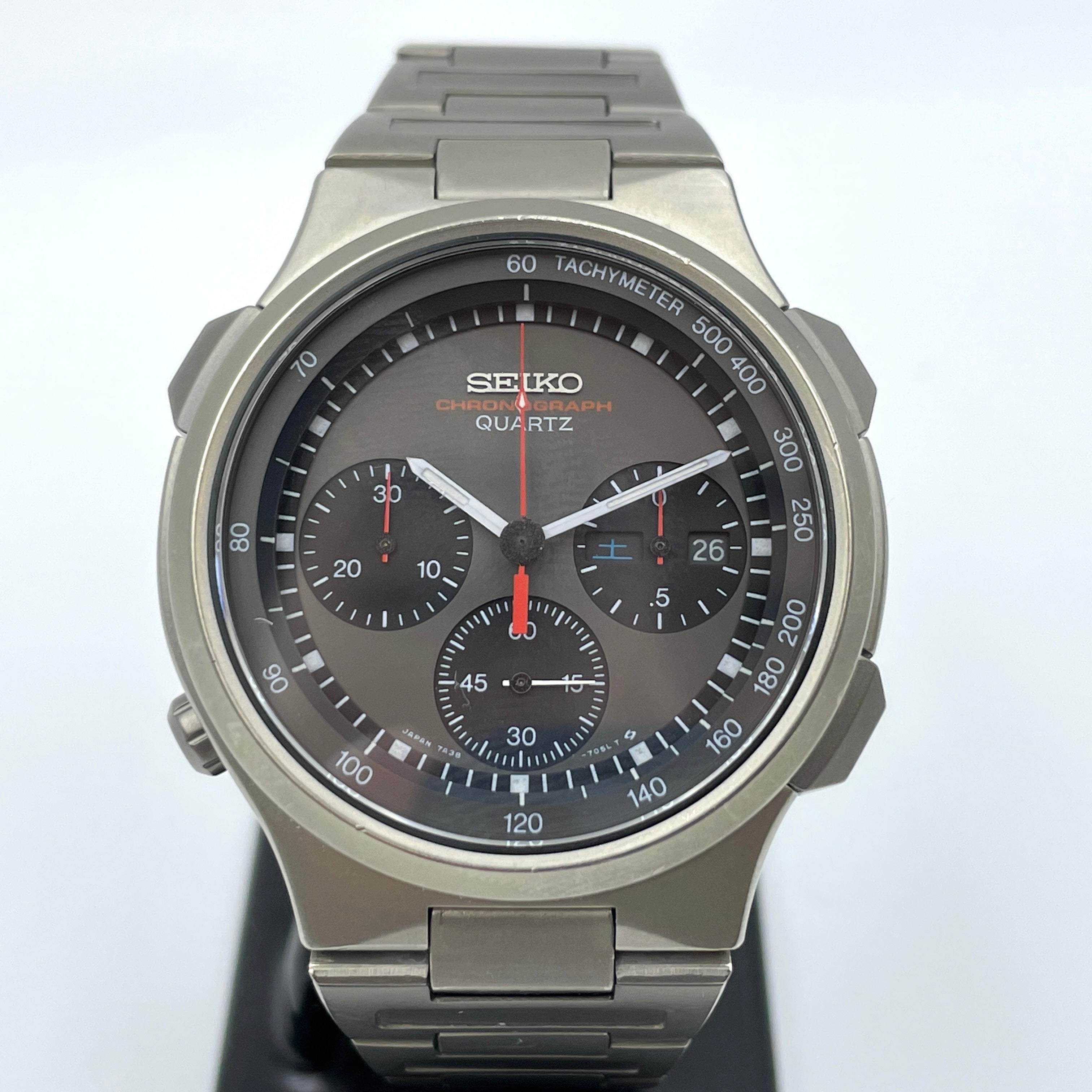 【送料無料】_SEIKO_（セイコー）_スピードマスター クロノグラフ_7A38-7030 チタン_QZ 腕時計_中古品