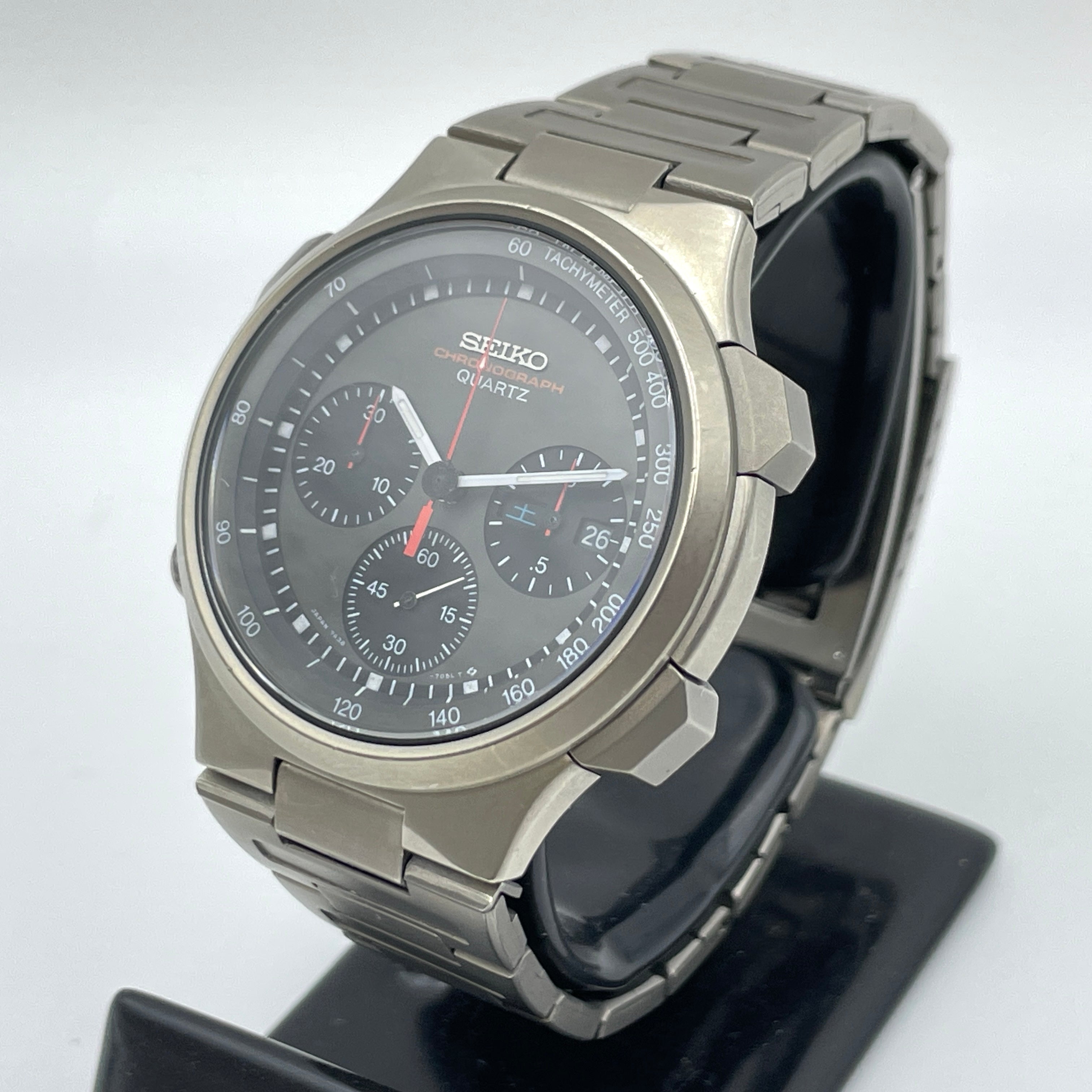 【送料無料】_SEIKO_（セイコー）_スピードマスター クロノグラフ_7A38-7030 チタン_QZ 腕時計_中古品