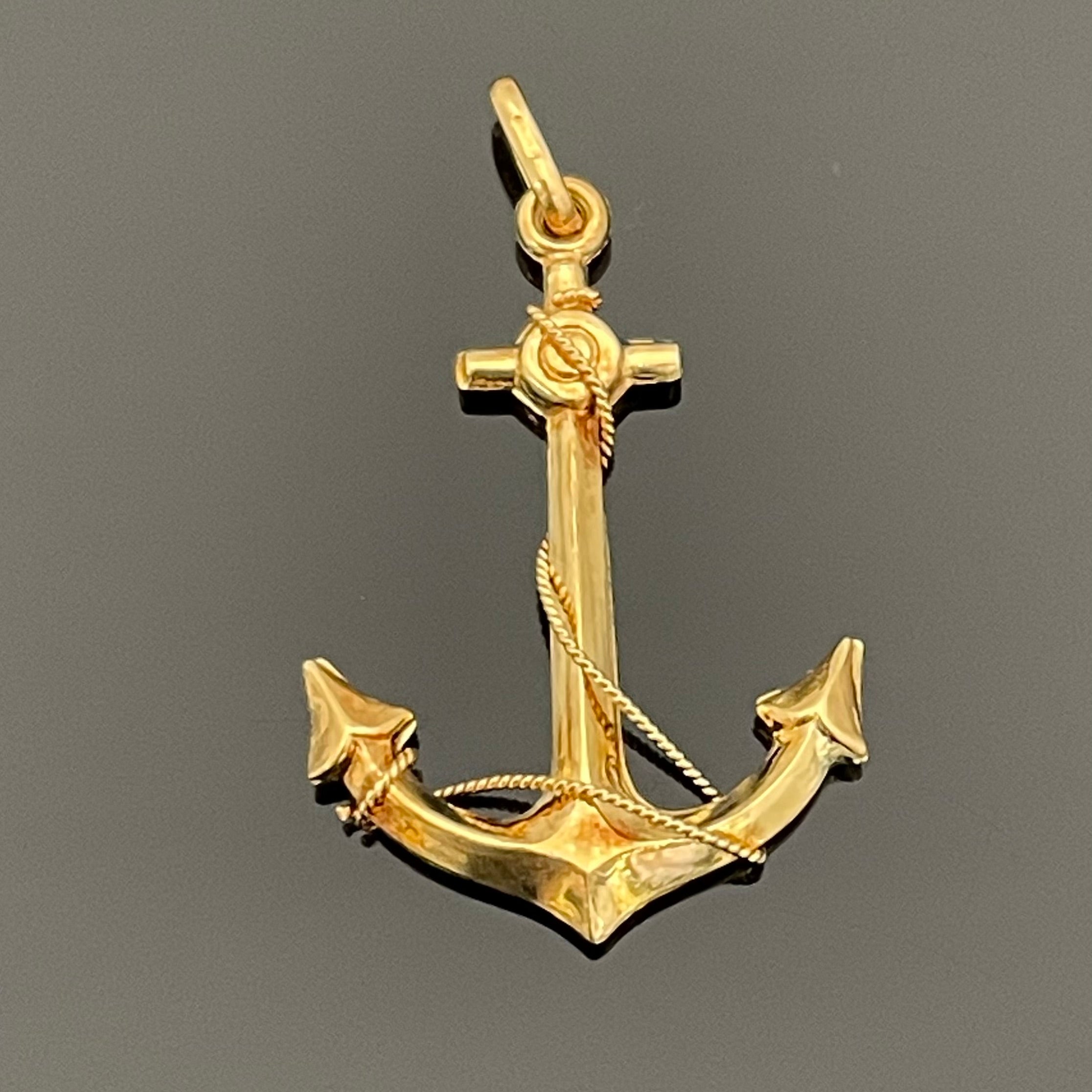 ノンブランド _K18アンカーモチーフ_ペンダントトップ3.1g_中古品